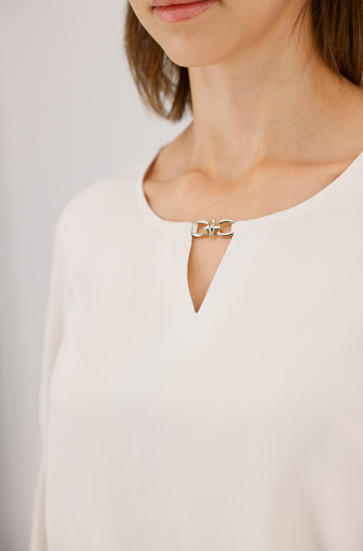 Monari Blouse met lange mouwen Regular fit met ronde hals met sierdetail