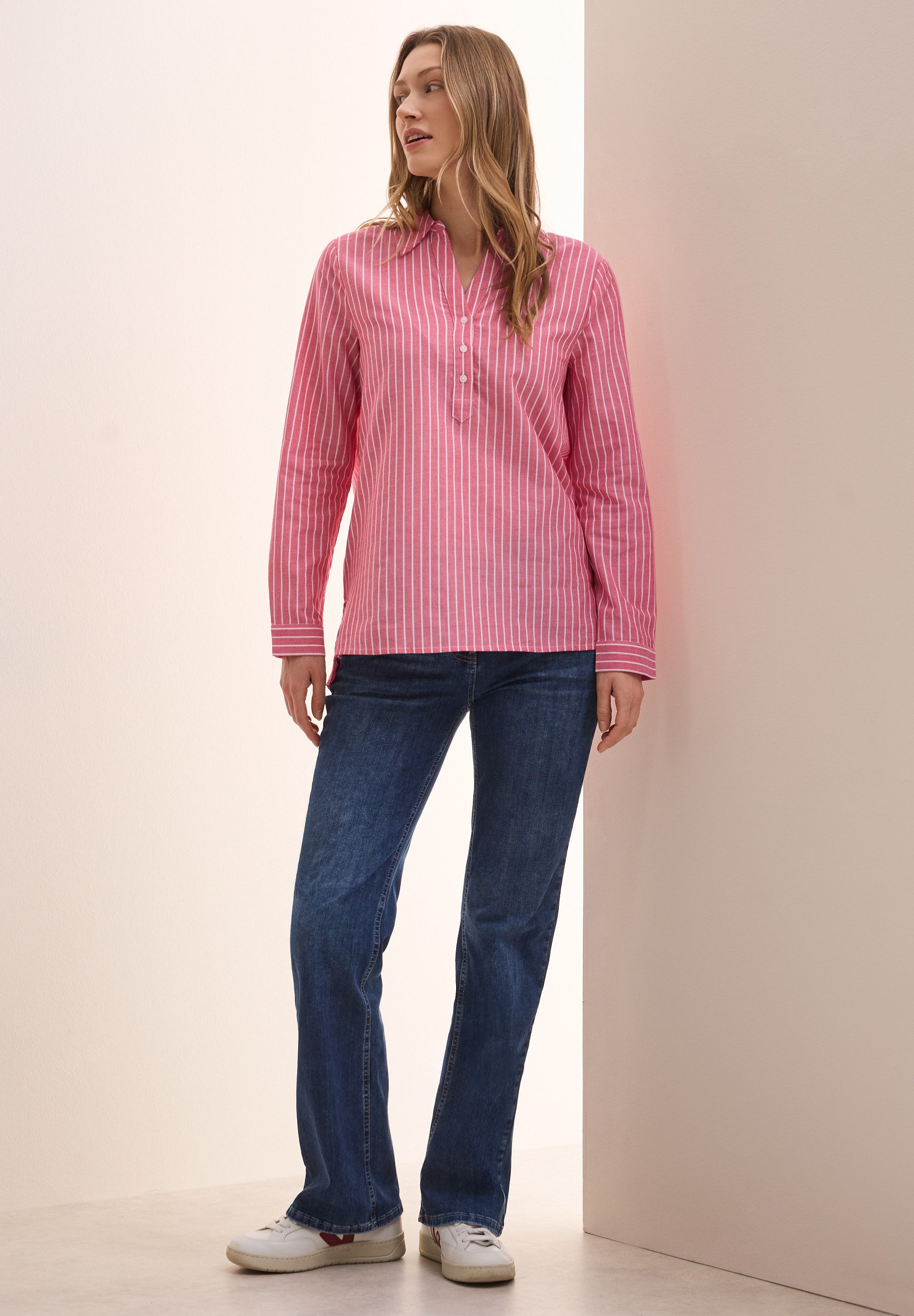 Cecil Blouse met lange mouwen in structuur-look
