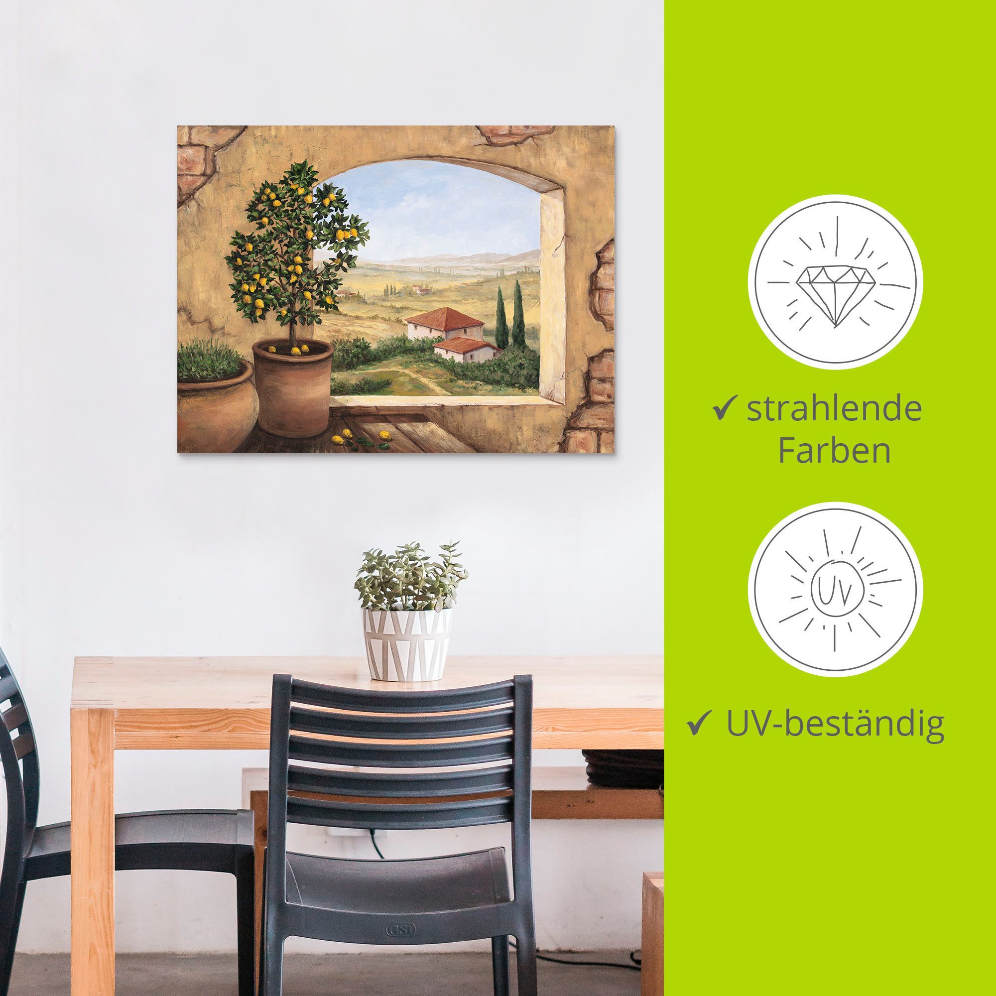 Artland Artprint Raam in Toscane als artprint van aluminium, artprint voor buiten, artprint op linnen, poster, muursticker