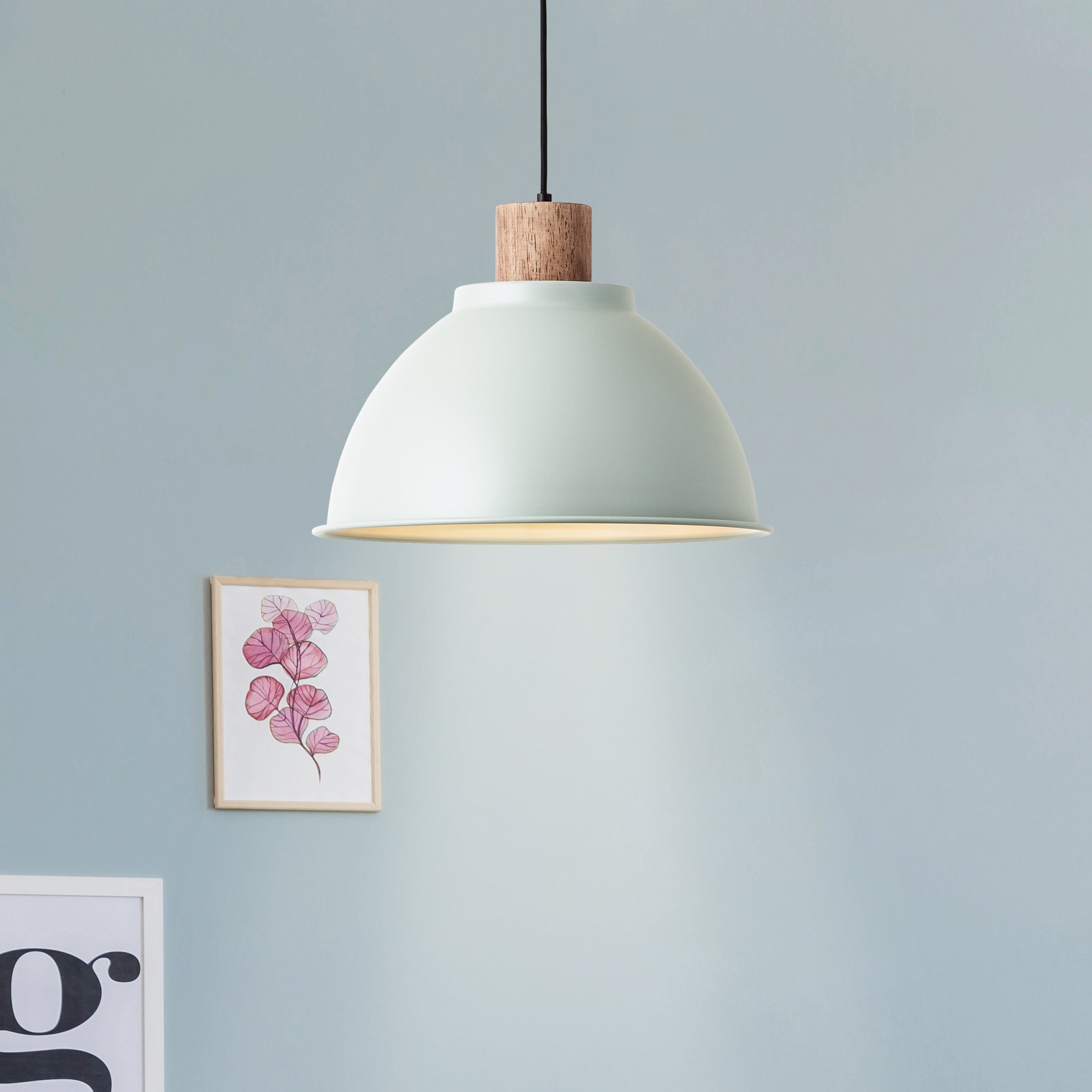 Brilliant Leuchten Hanglamp Erena Hoogte 120 cm, Ø 38 cm, E27, inkortbaar, metaal/hout