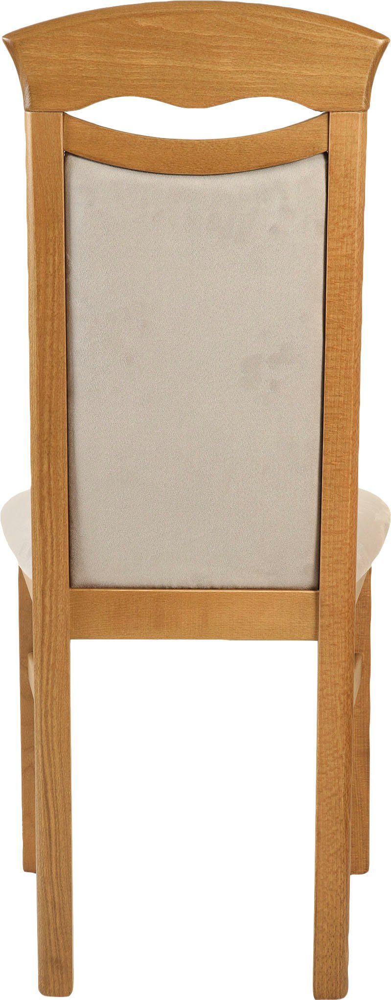 Home affaire Eetkamerstoel Franz slijtvast microvezel, onderstel beuken naturel of wit, houten stoel (set, 2 stuks)