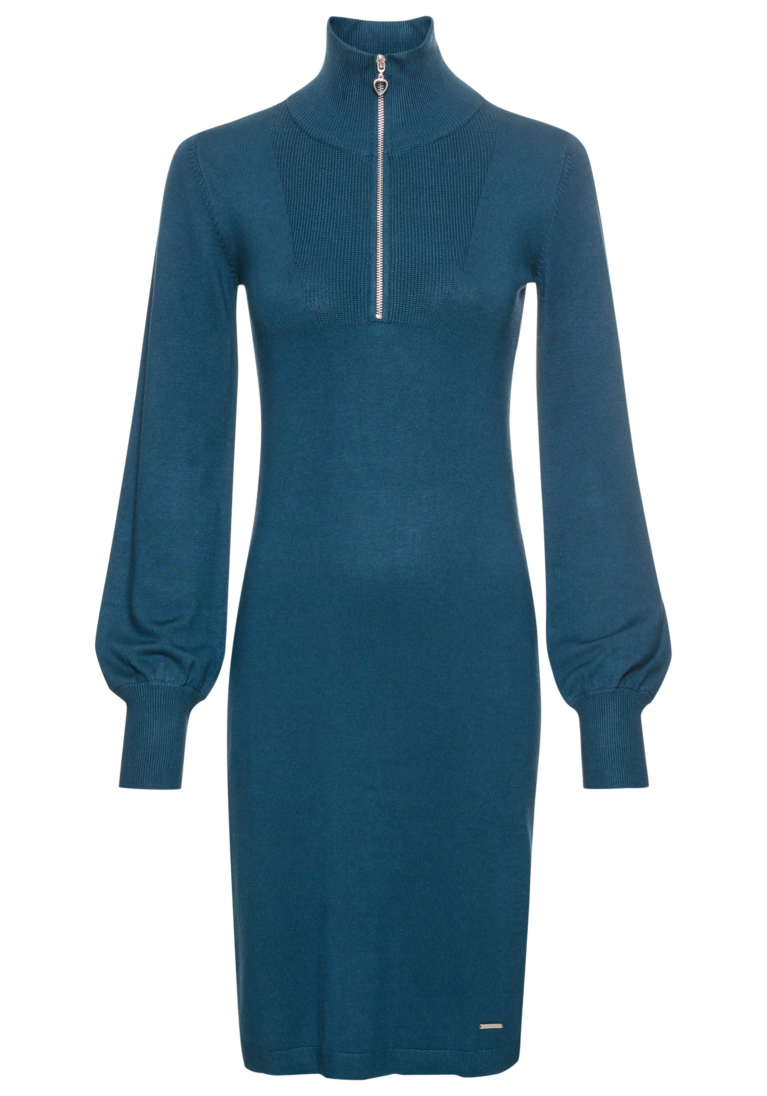Laura Scott Gebreide jurk korte jurk, vrouwelijke look, van breiwerk, lange mouwen
