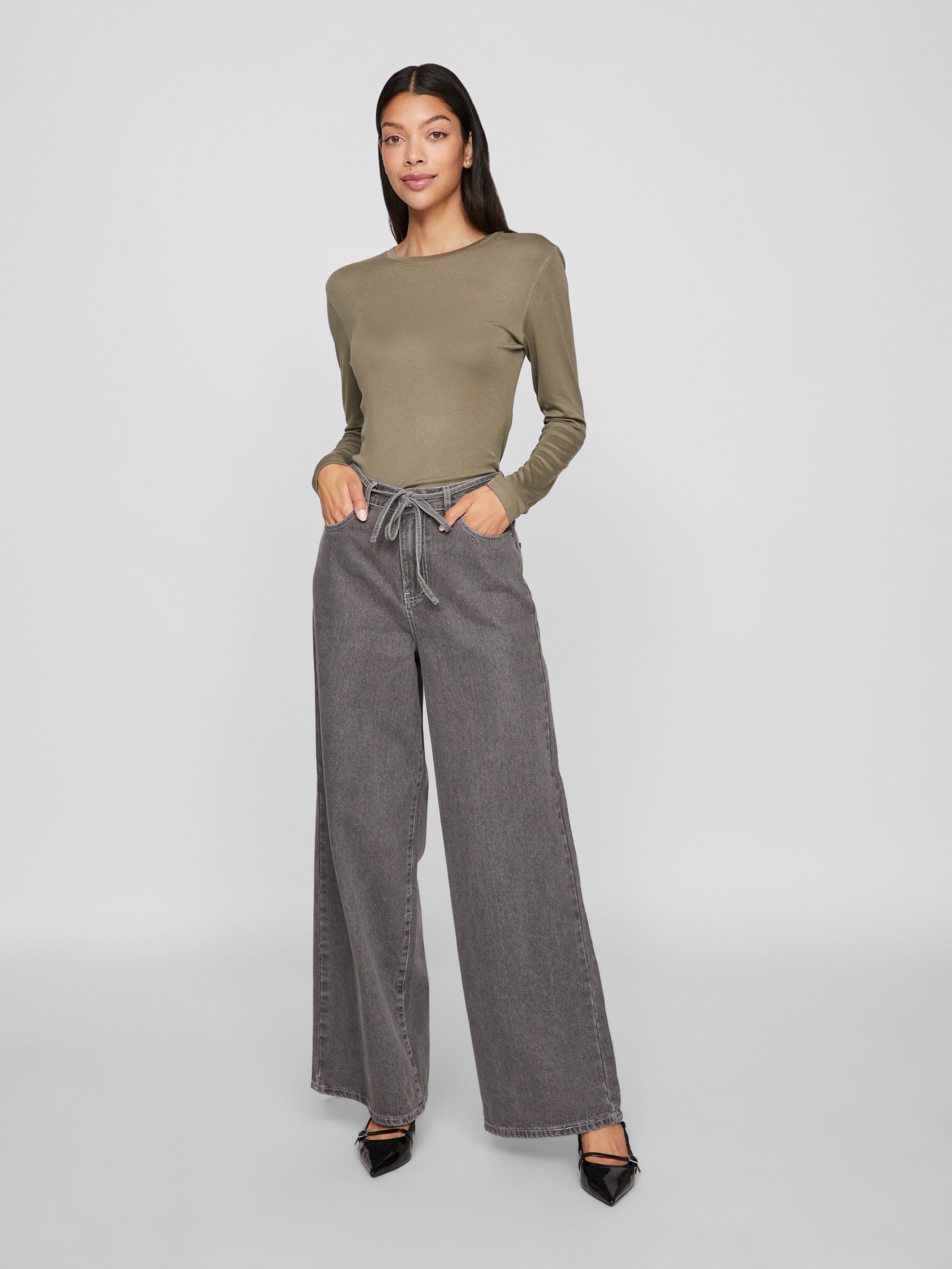 Vila Shirt met lange mouwen VIALEXIA O-NECK L S TOP NOOS