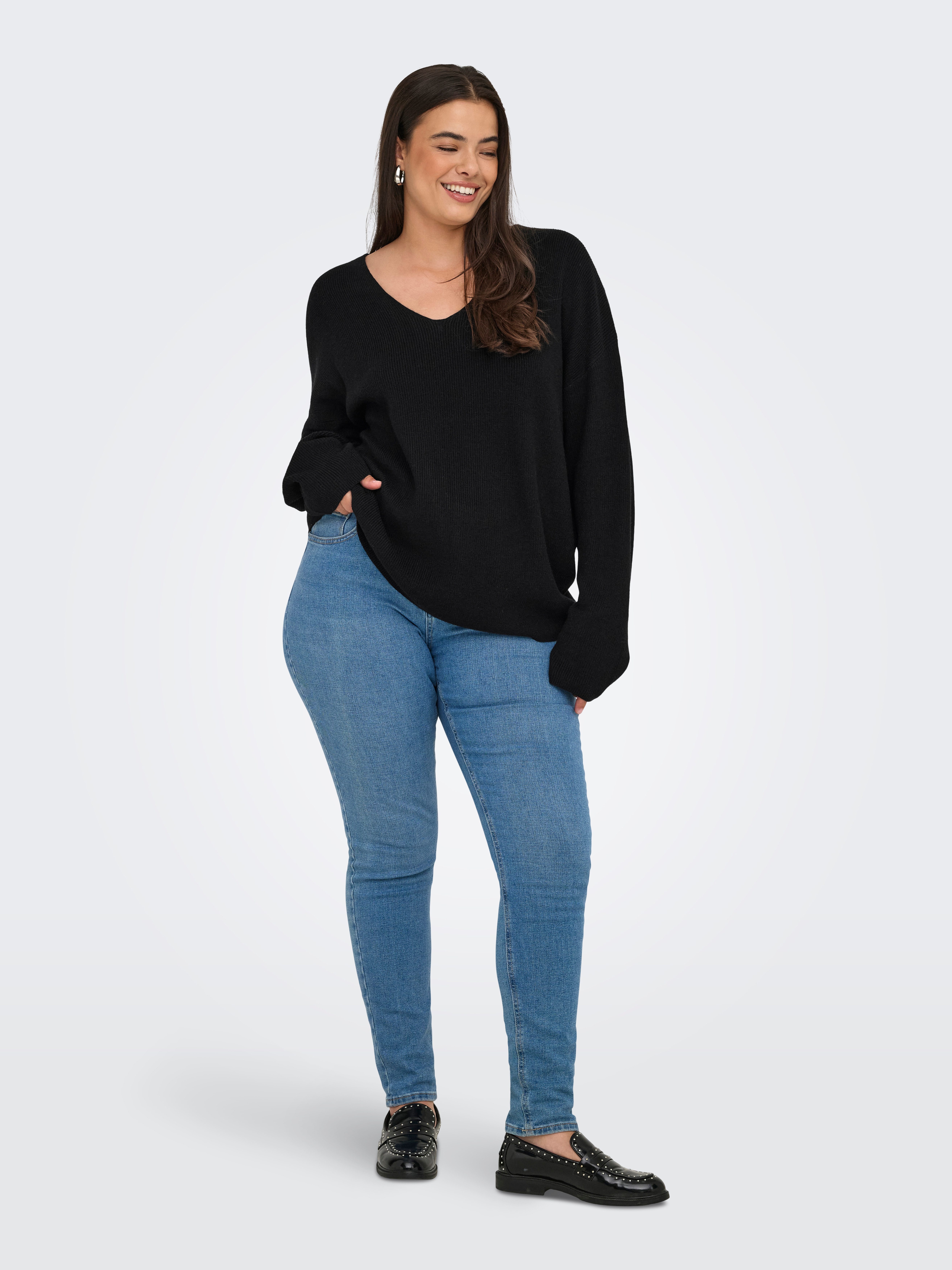 ONLY CARMAKOMA Trui met V-hals CARIBI LS RIB LOOSE V-NECK CC KNT