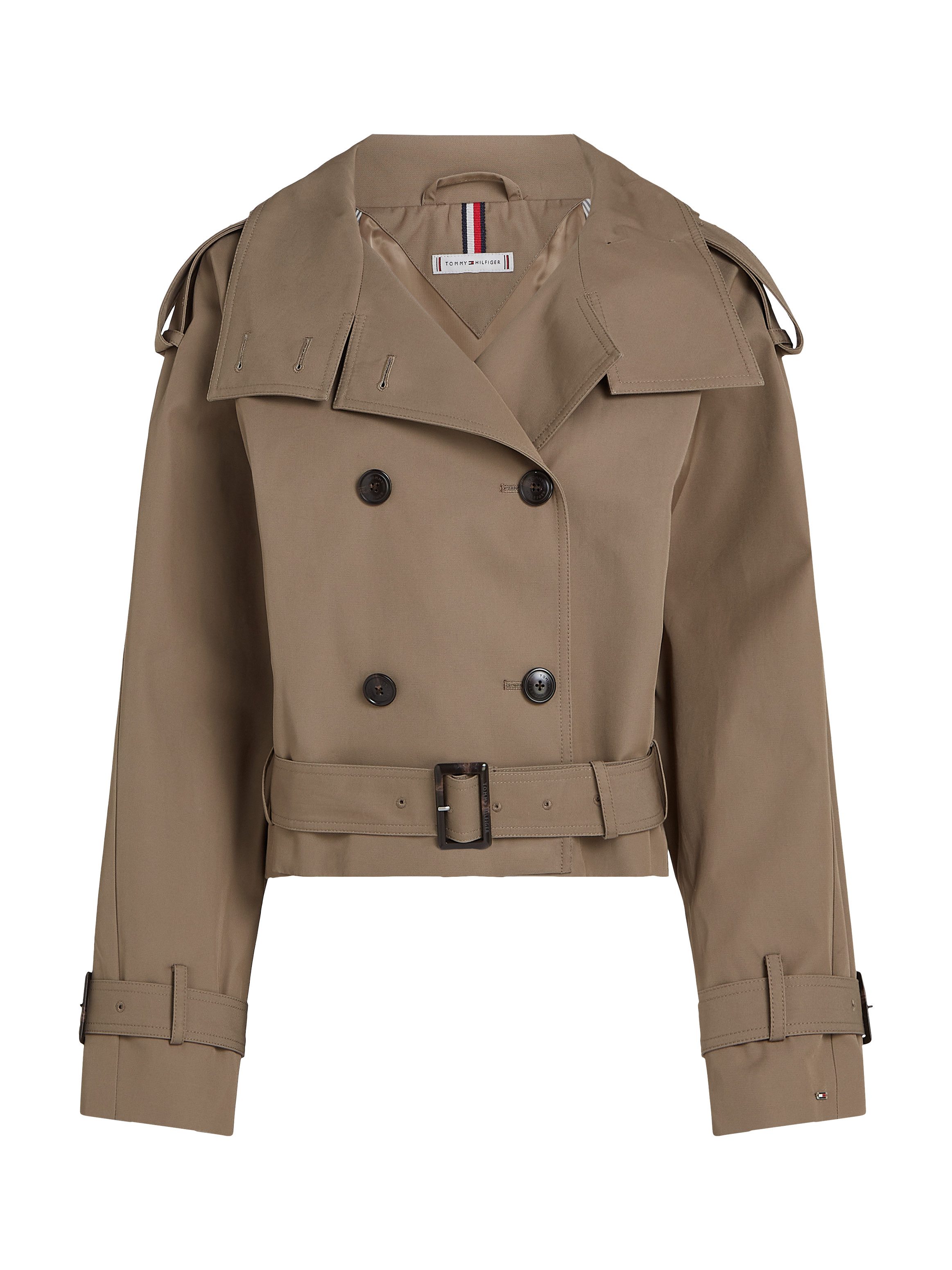 Tommy Hilfiger Kort jack COTTON CROP TRENCH met riem in de taille, met rugpas, met insteekzakken