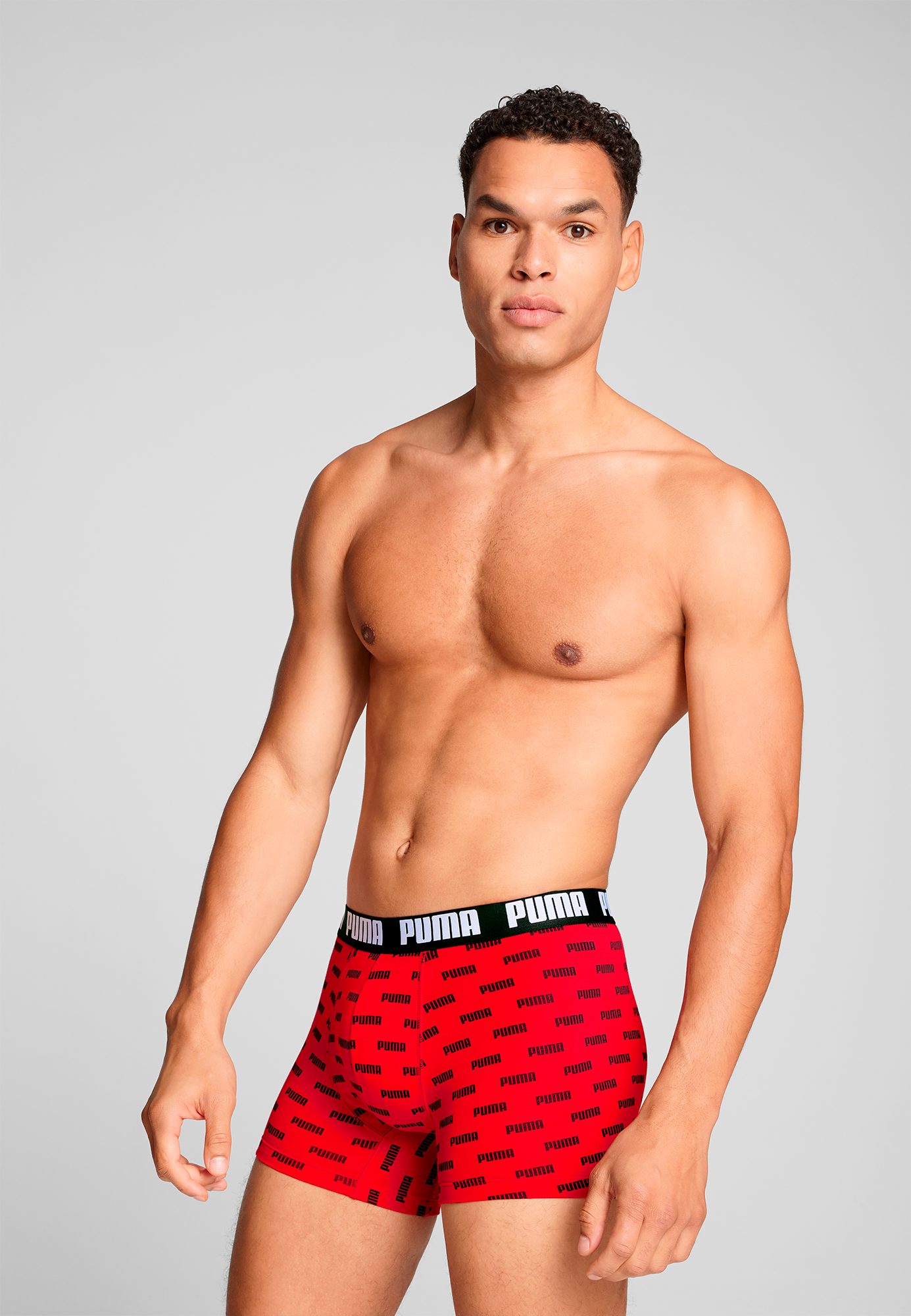 PUMA Boxershort PUMA MEN EVERYDAY LOGO PRINT BOXERS 2P 1x uni, 1x allover logo met kleine ribboord (Set van 2)