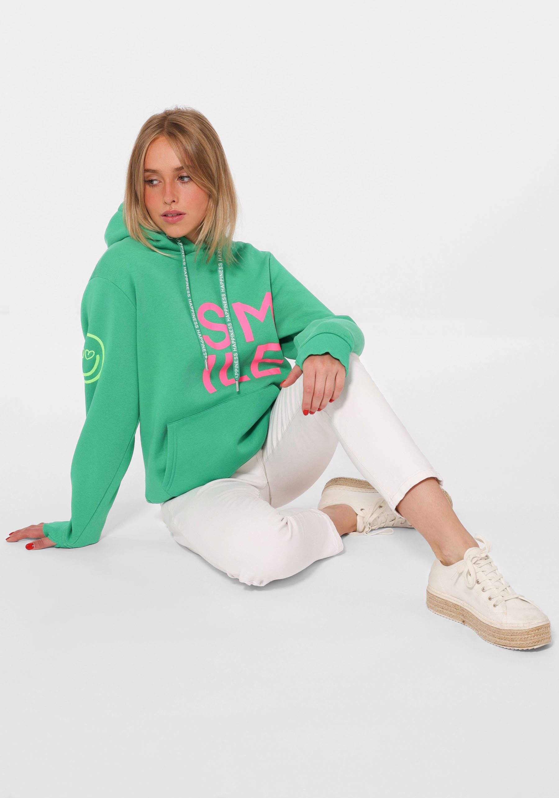 Zwillingsherz Hoodie Alissa met smile-print
