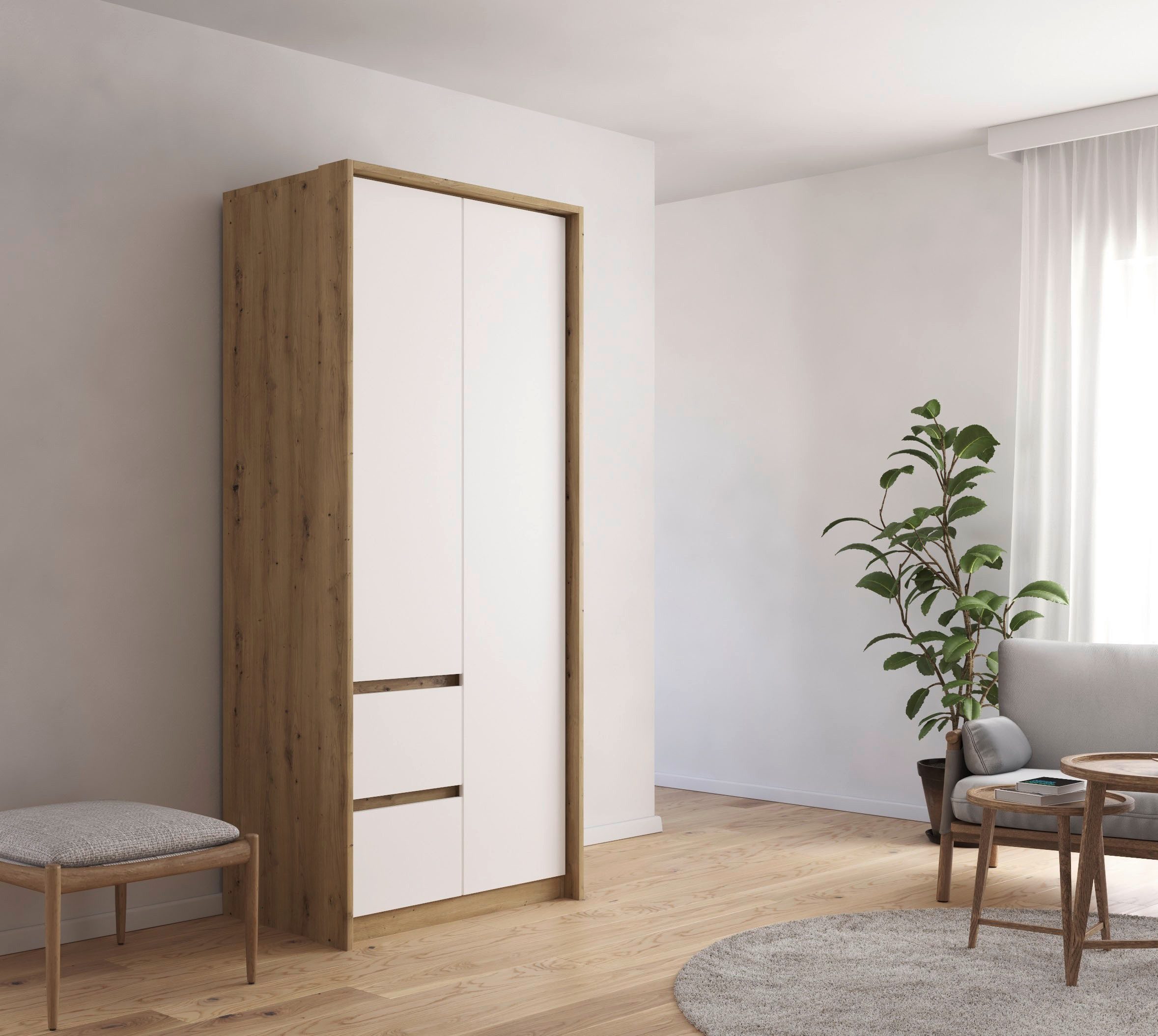 rauch Draaideurkast Mainz met passe-partout optioneel met verlichting, buitendeuren met push-to-openfunctie