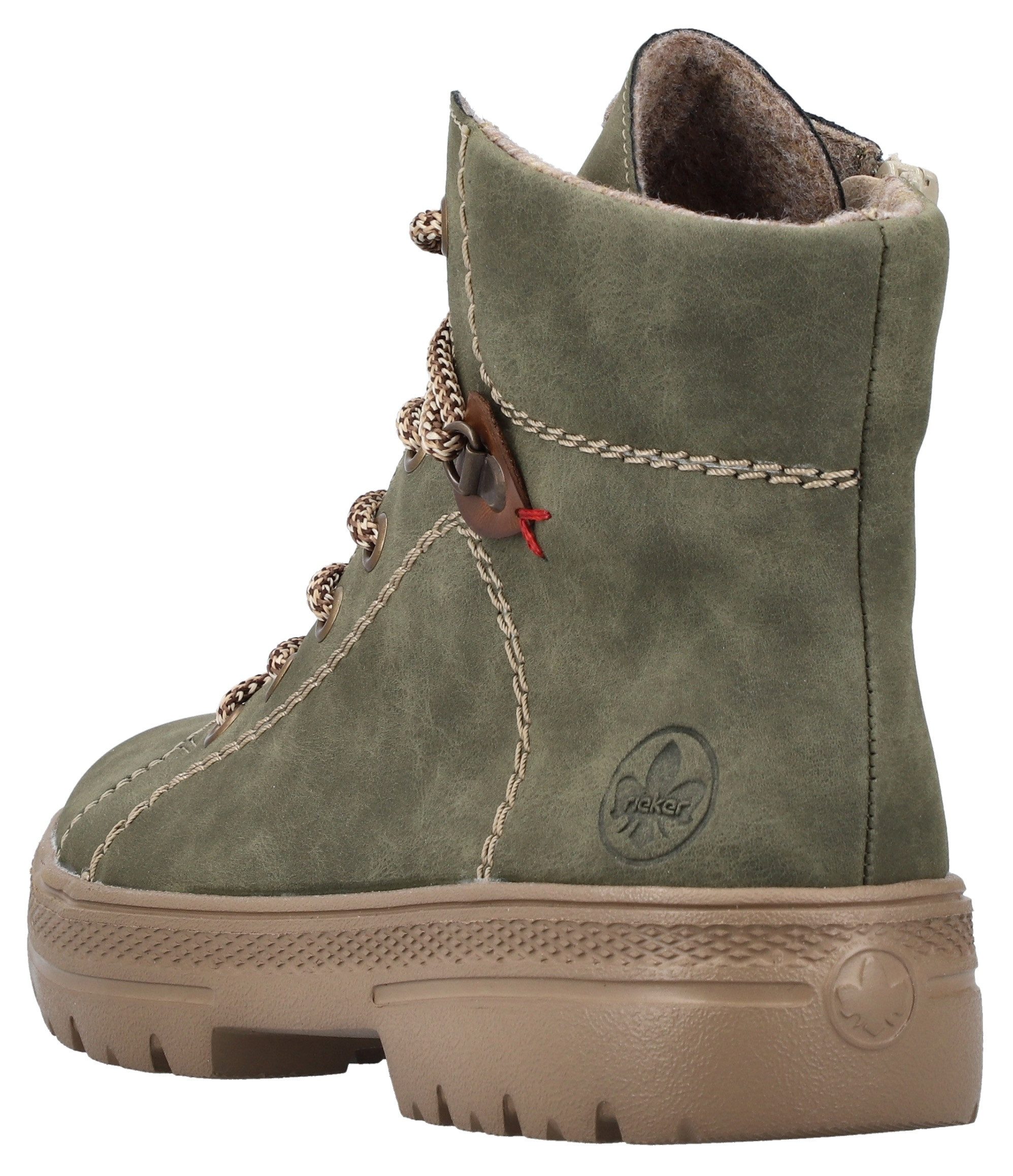 Rieker Veterschoenen enkellaars, plateausool, contrastnaad, met binnenrits