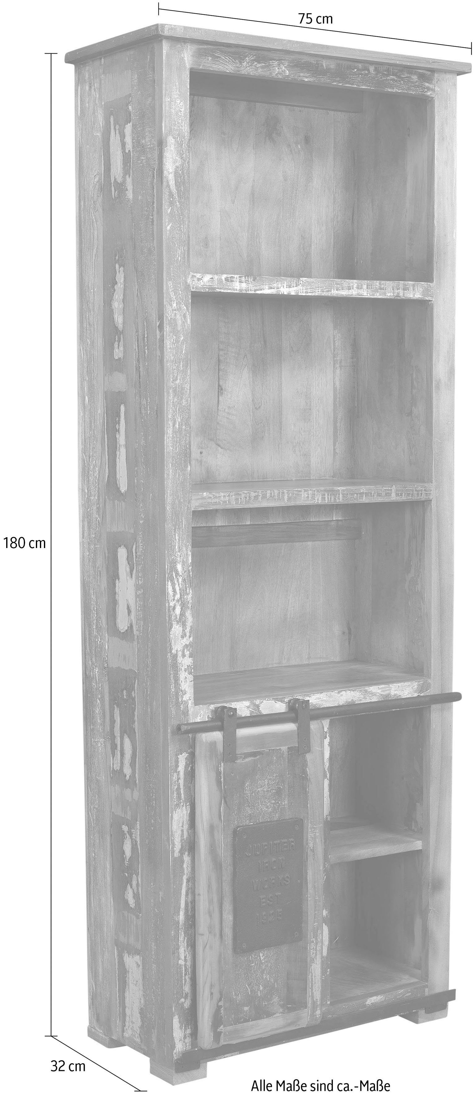 SIT Boekenkast JUPITER van gerecycled gebruikt hout, hoogte 180 cm, shabby chic, vintage