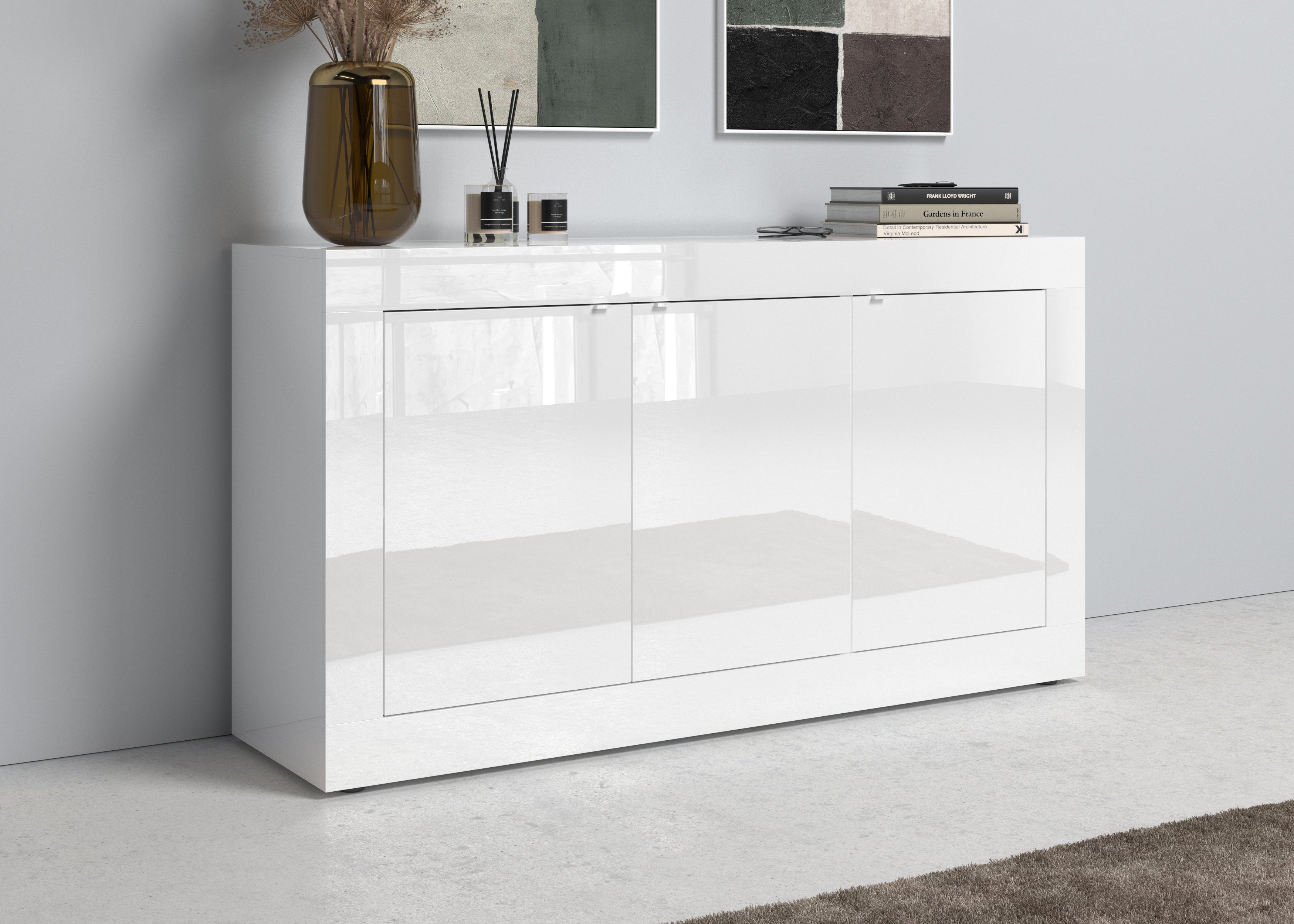 INOSIGN Dressoir Basis breedte 160 cm, commode 3 deuren, dressoir, Metalen handgreep, moderne frame-uitstraling, veel opbergruimte, kleurkeuze