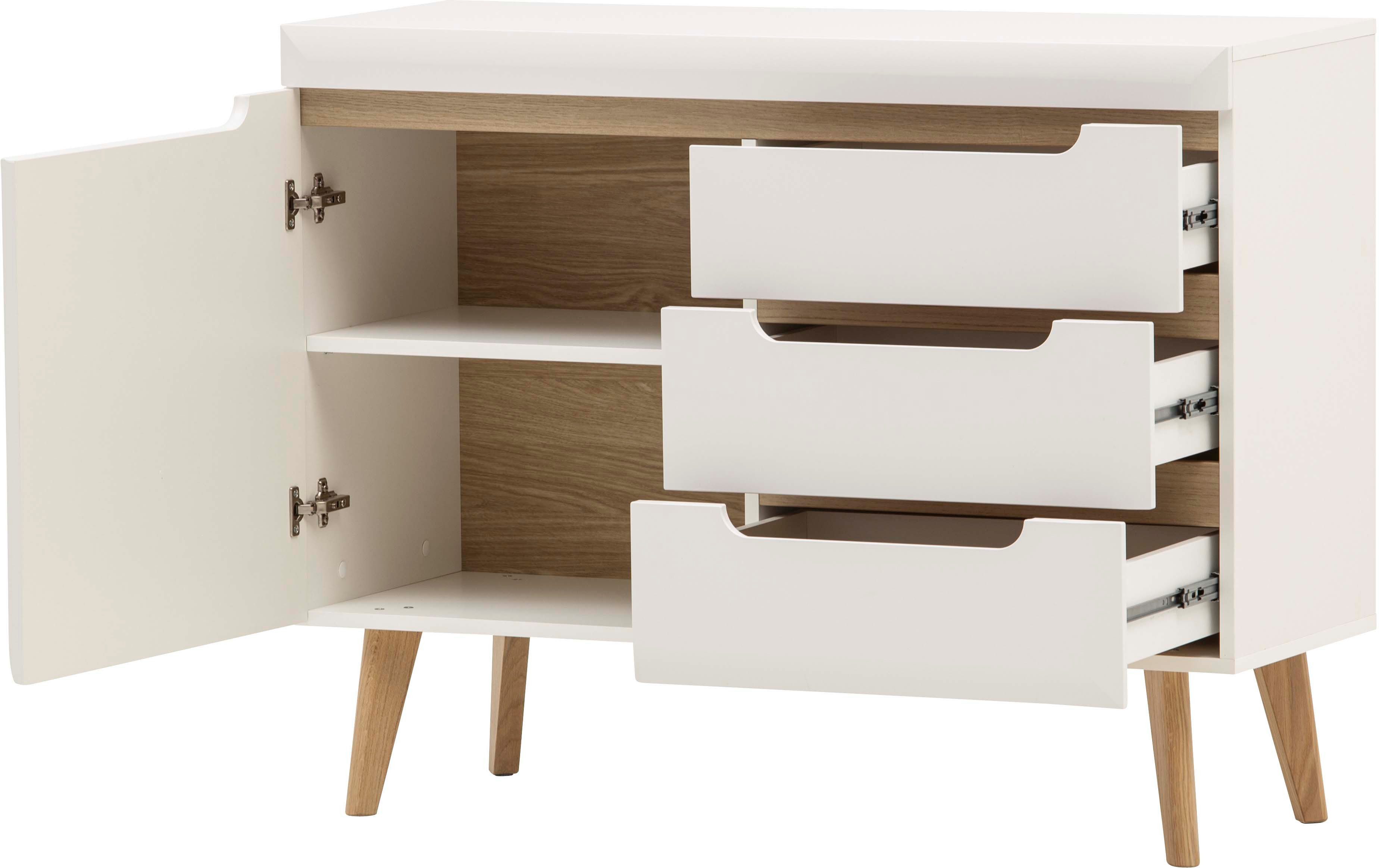 Home affaire Halmeubelset Torge, kapstok met opbergruimte, garderobekast in Scandic design bevat sideboard, garderobe met spiegel en wandplank, in twee kleuren (set, 3-delig)