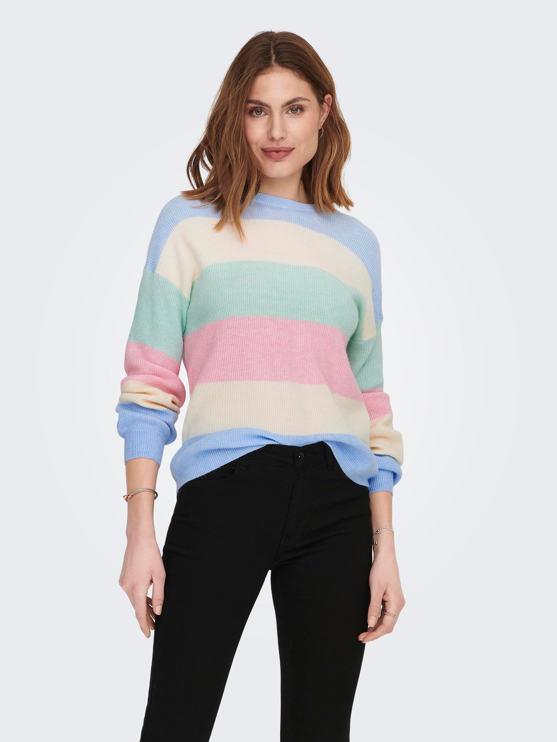 Only Gebreide trui ONLATIA L/S STRIPE PULLOVER KNT NOOS