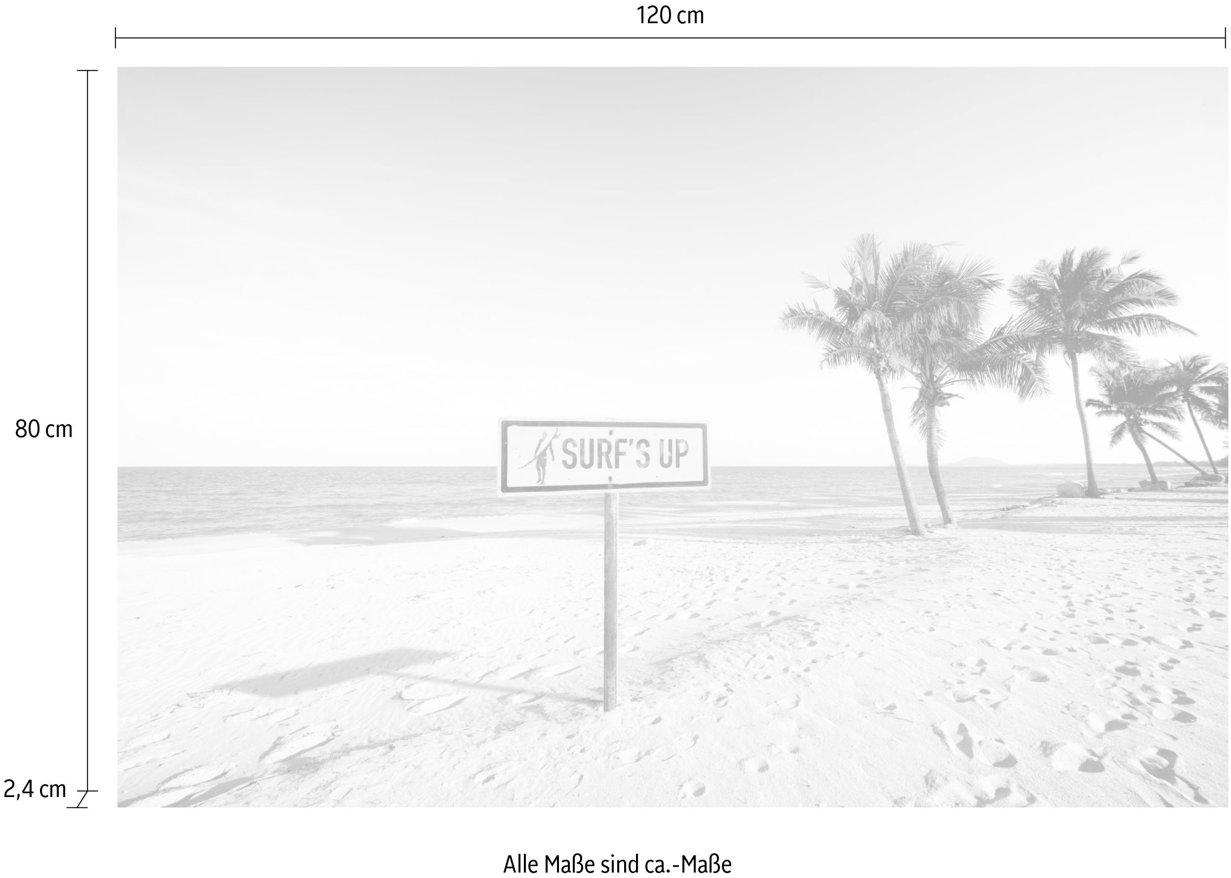 queence Artprint op acrylglas Surf's up strand Fine Art-print in galeriekwaliteit