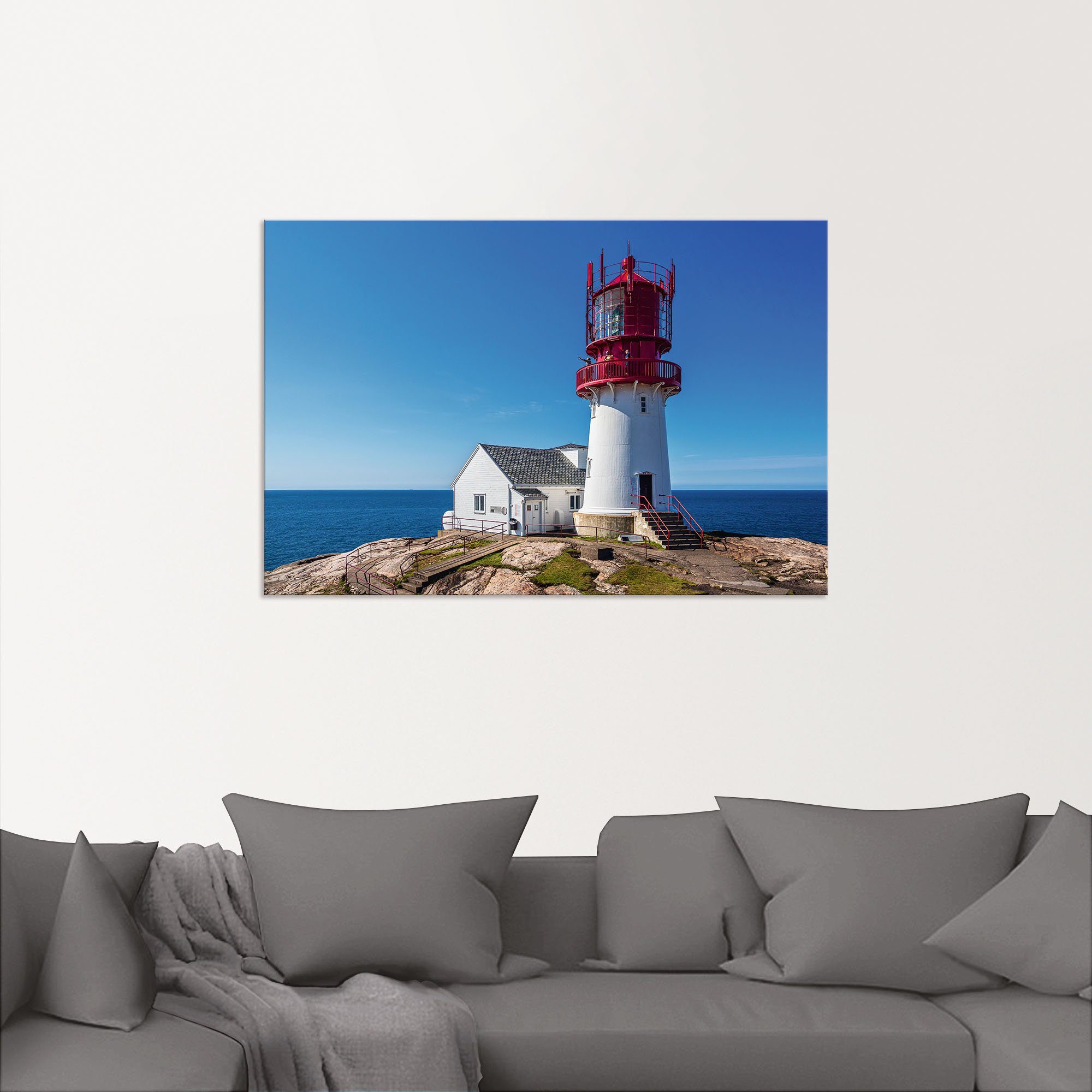 Artland Aluminium dibond print De vuurtoren Lindesnes Fyr in Noorwegen geschikt voor binnen en buiten, buitenafbeelding