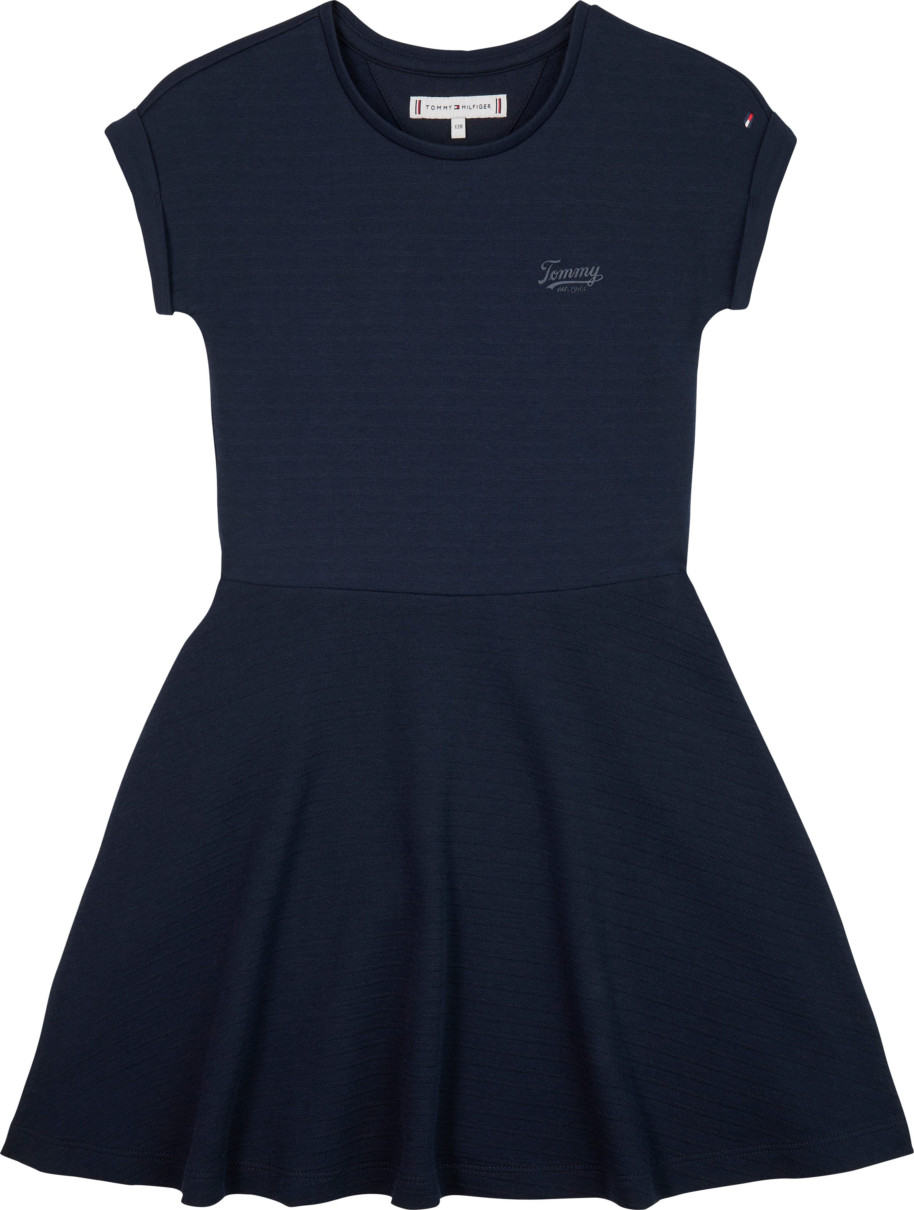 Tommy Hilfiger Jerseyjurk SPACER INTERLOCK DRESS voor kinderen tot 16 jaar met logo-opdruk