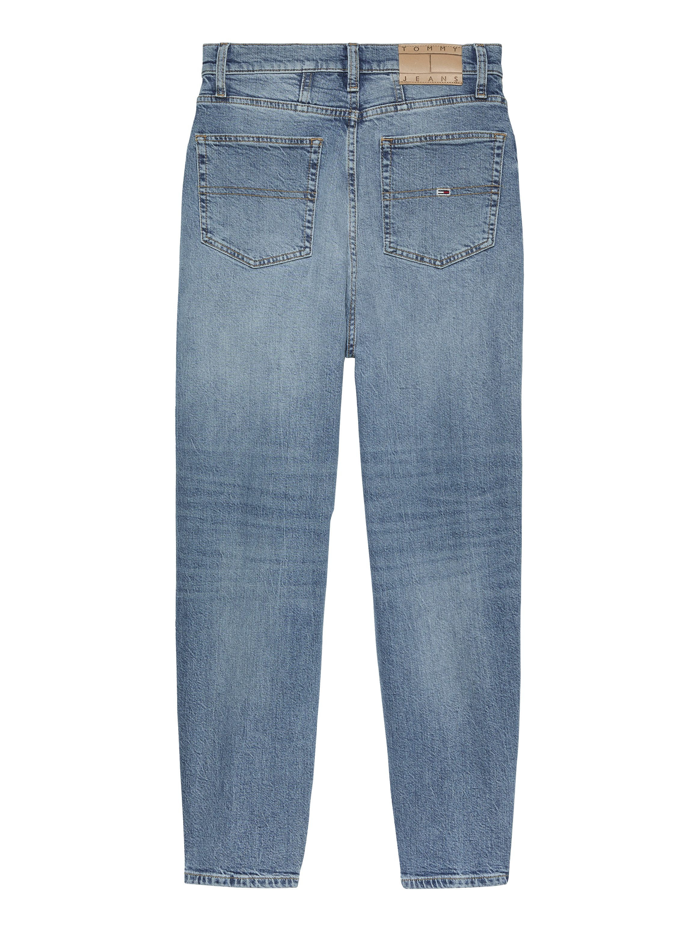 TOMMY JEANS Mom jeans High waist Mom-Jeans Tapered met logo-borduurwerk in enkelvrije lengte