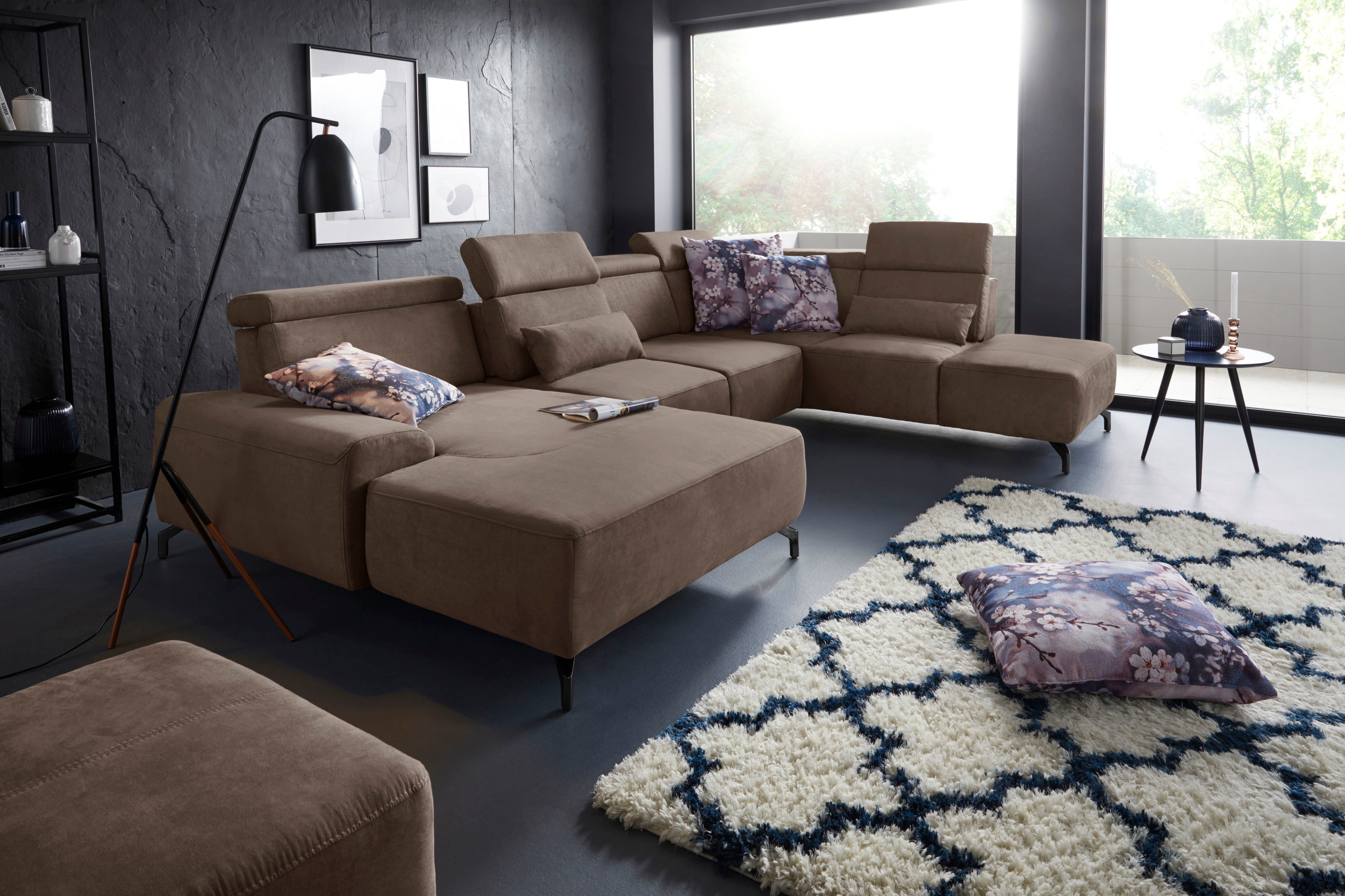 sit&more Zithoek Gizeh U-vorm 12 cm poothoogte, inclusief zitdiepteverstelling en verstelbare hoofdsteun
