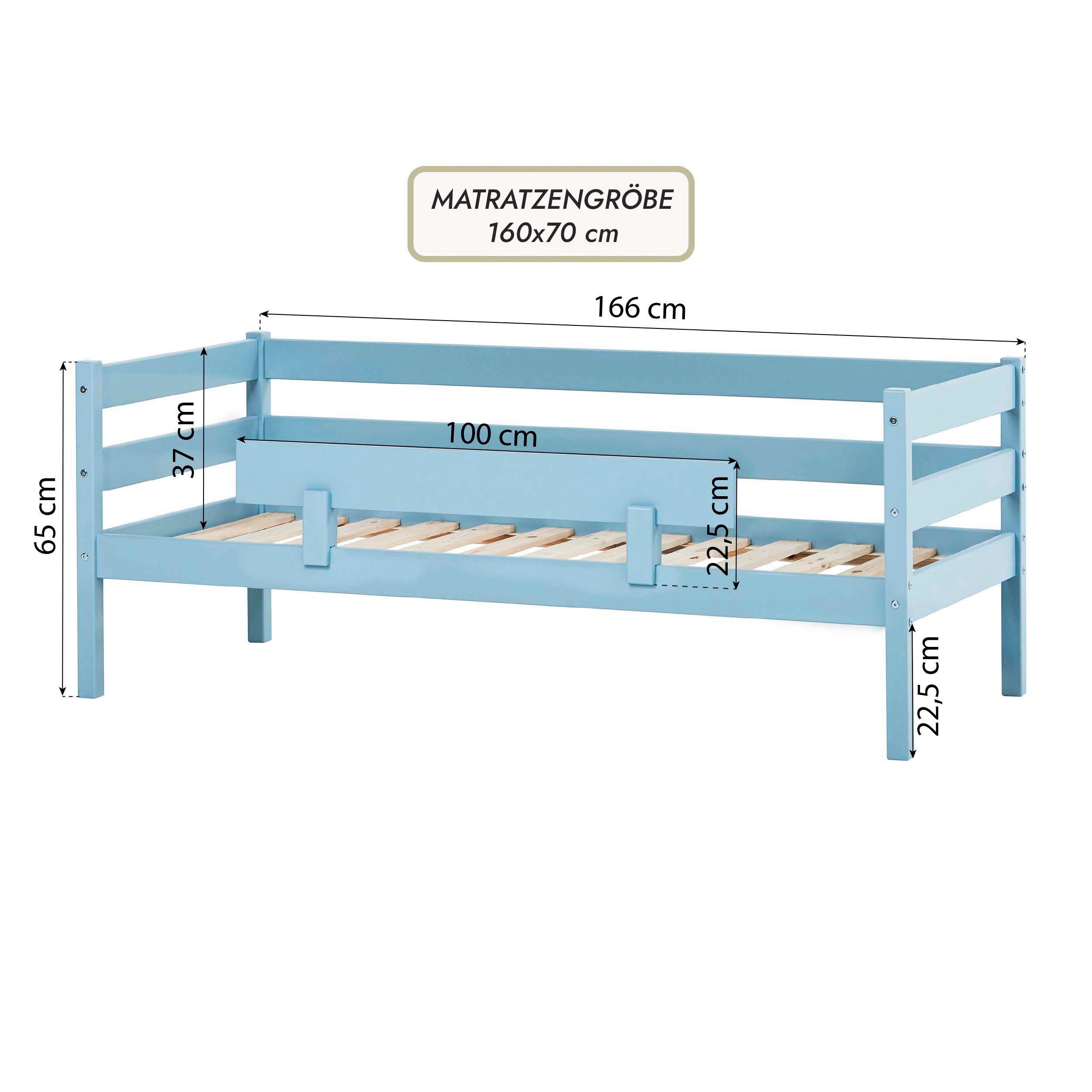 Hoppekids 1-persoonsledikant ECO Comfort kinderbed, massief grenenhout, tienerbed inclusief lattenbodem (set)