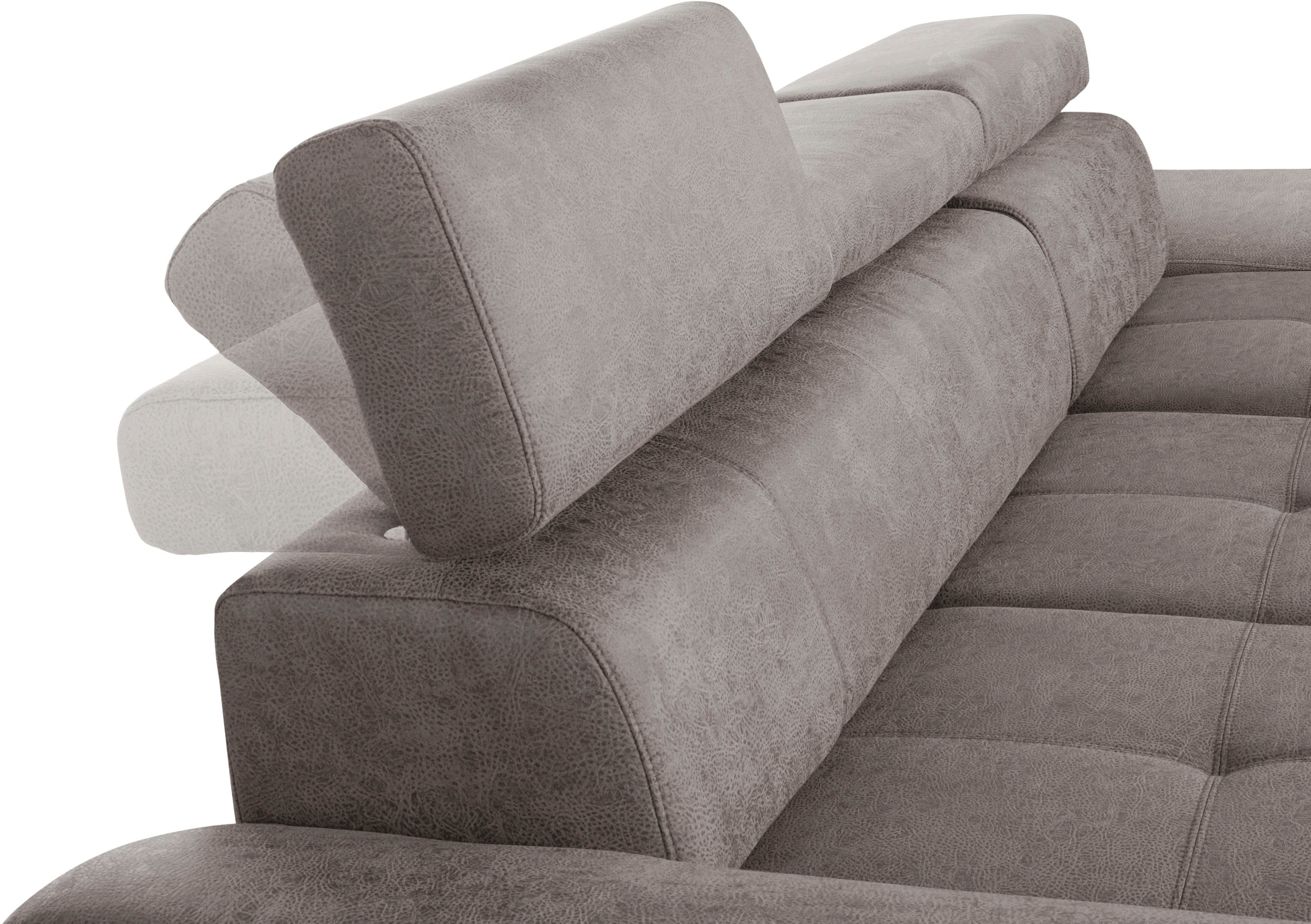 exxpo - sofa fashion Hoekbank Enya, uitgebreide afwerking, hoog zitcomfort, comfortabel, L-vorm inclusief verstelbare hoofdsteun, naar keuze met slaapfunctie en bedkist