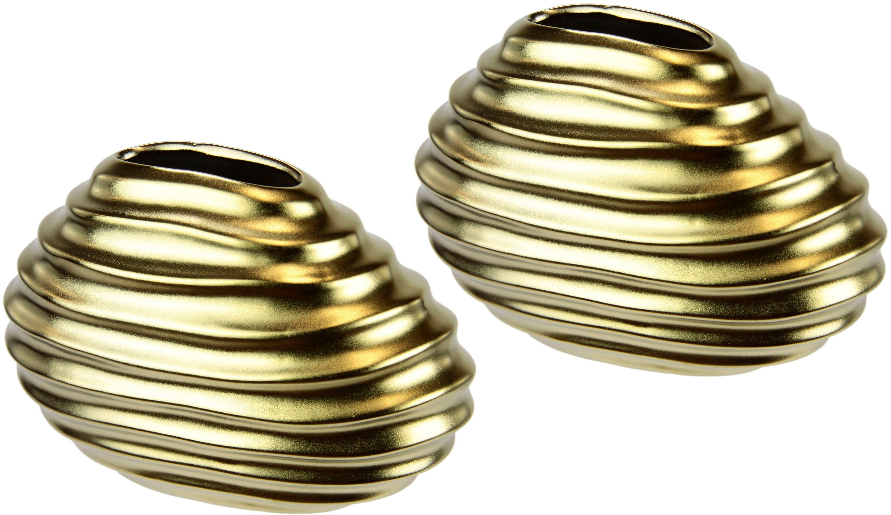 I.GE.A. Siervaas KERAMIK-VASE 2-delig set kleine vaas wit modern keramiek tafel keuken kantoor pampasgras