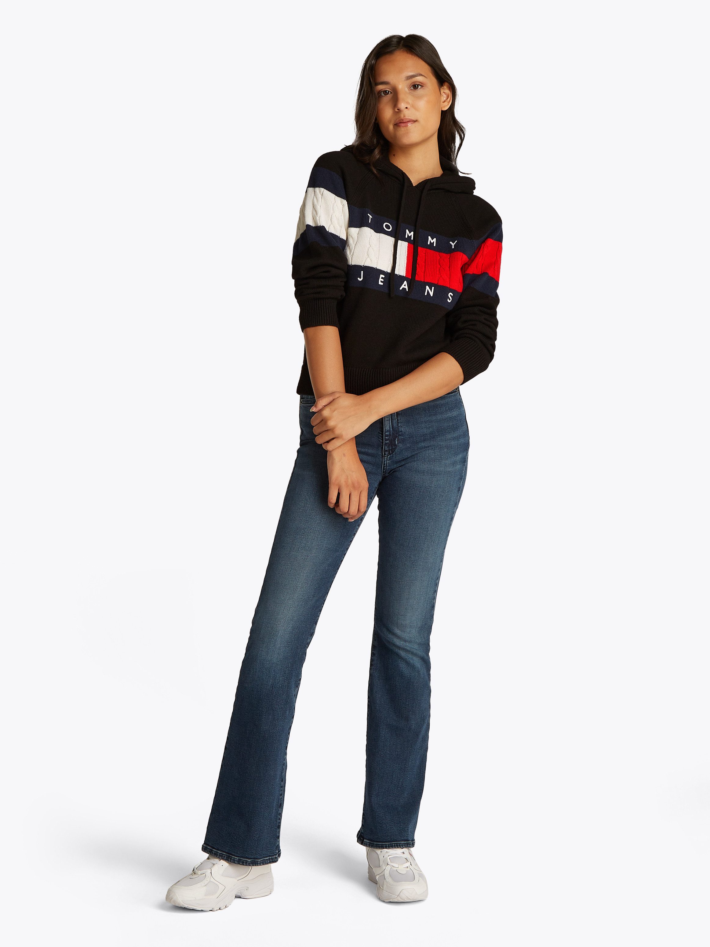 TOMMY JEANS Capuchontrui TJW CENTER FLAG HOOD SWEATER EXT