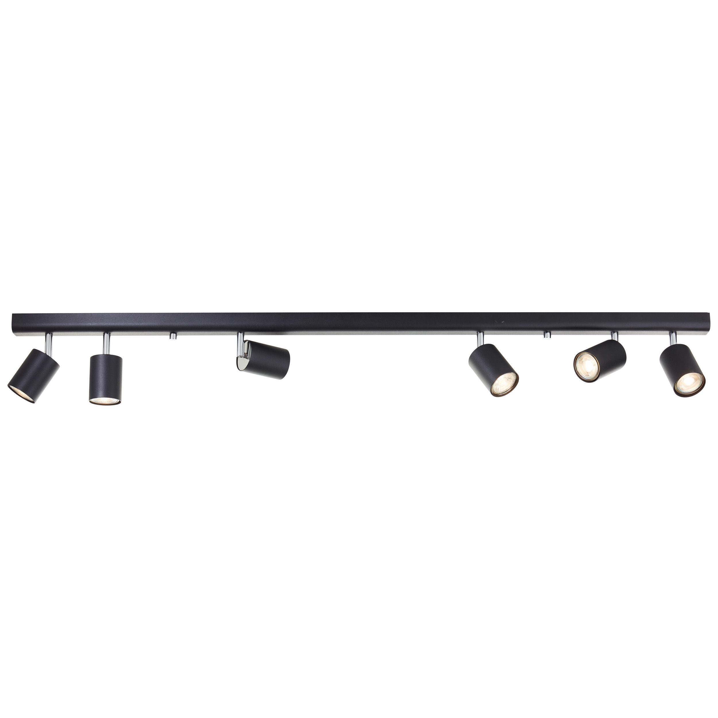 Brilliant Leuchten Plafondspot Different Spotbalk, 119 cm, 6x GU10, schwenkbaar, metaal, zwart (1 stuk) plafondlampen zwart