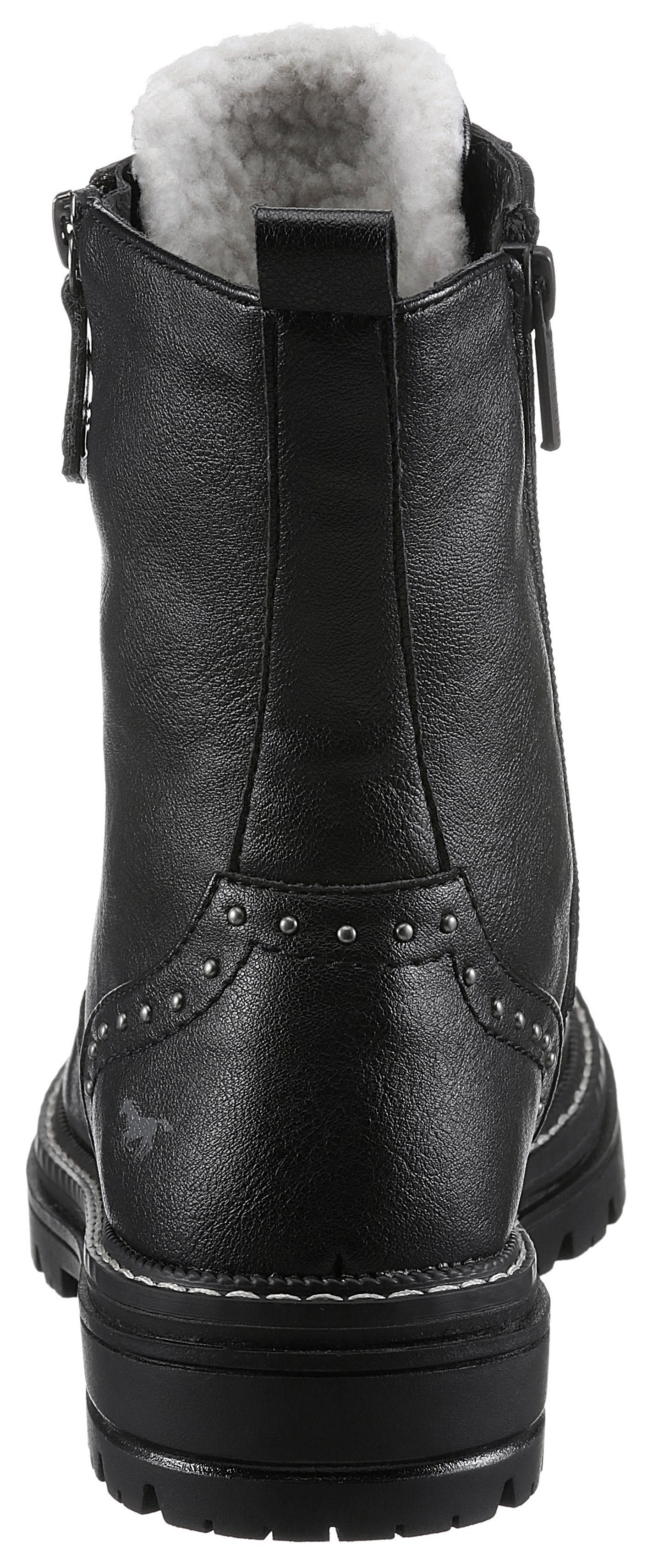 Mustang Shoes Winterlaarzen hakken, winter enkellaars, veterschoenen, nagels en decoratieve naden