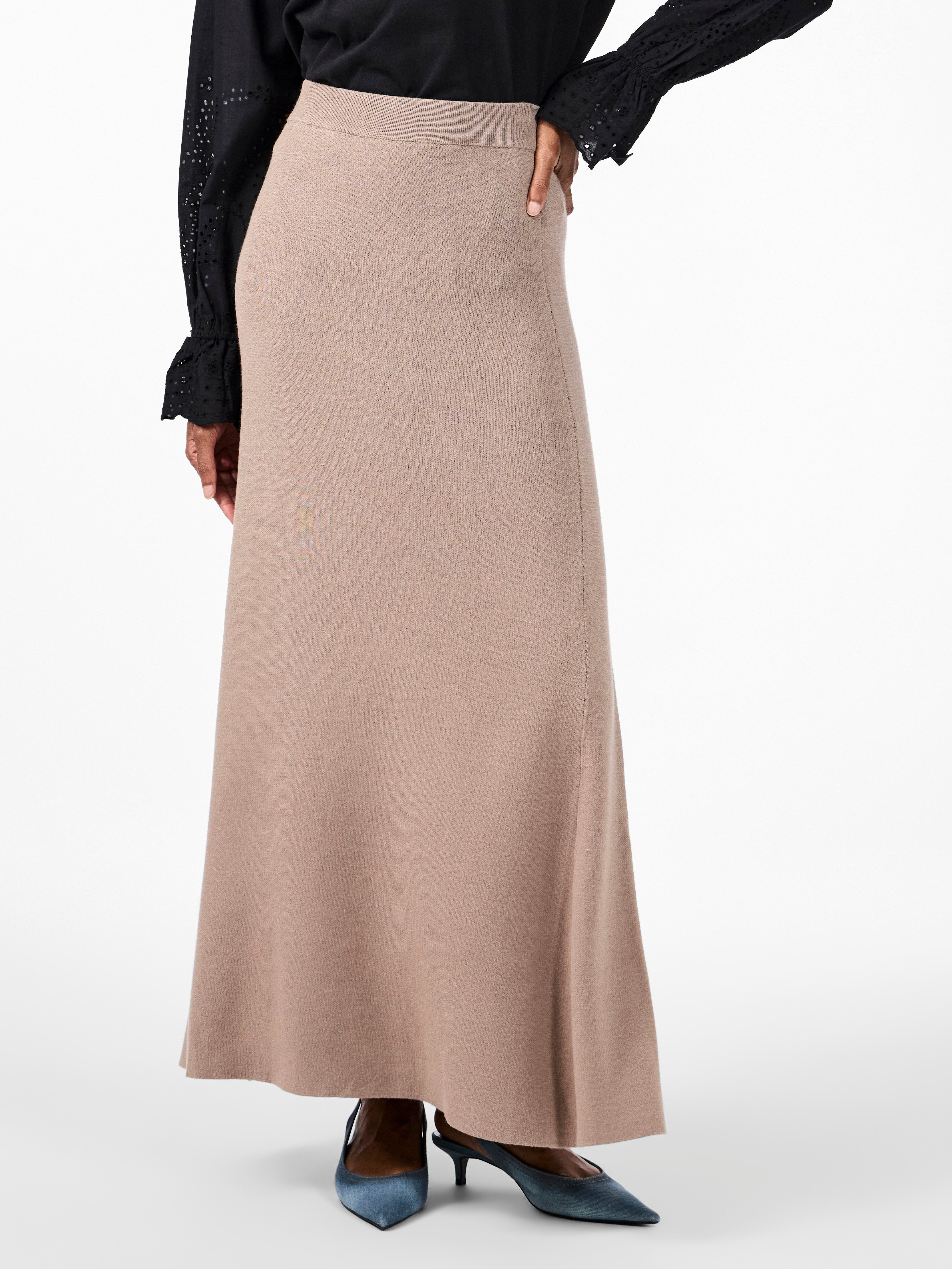 Y.A.S. Dames Rokken Yasfonny Hw Ankle Knit Skirt Bruin