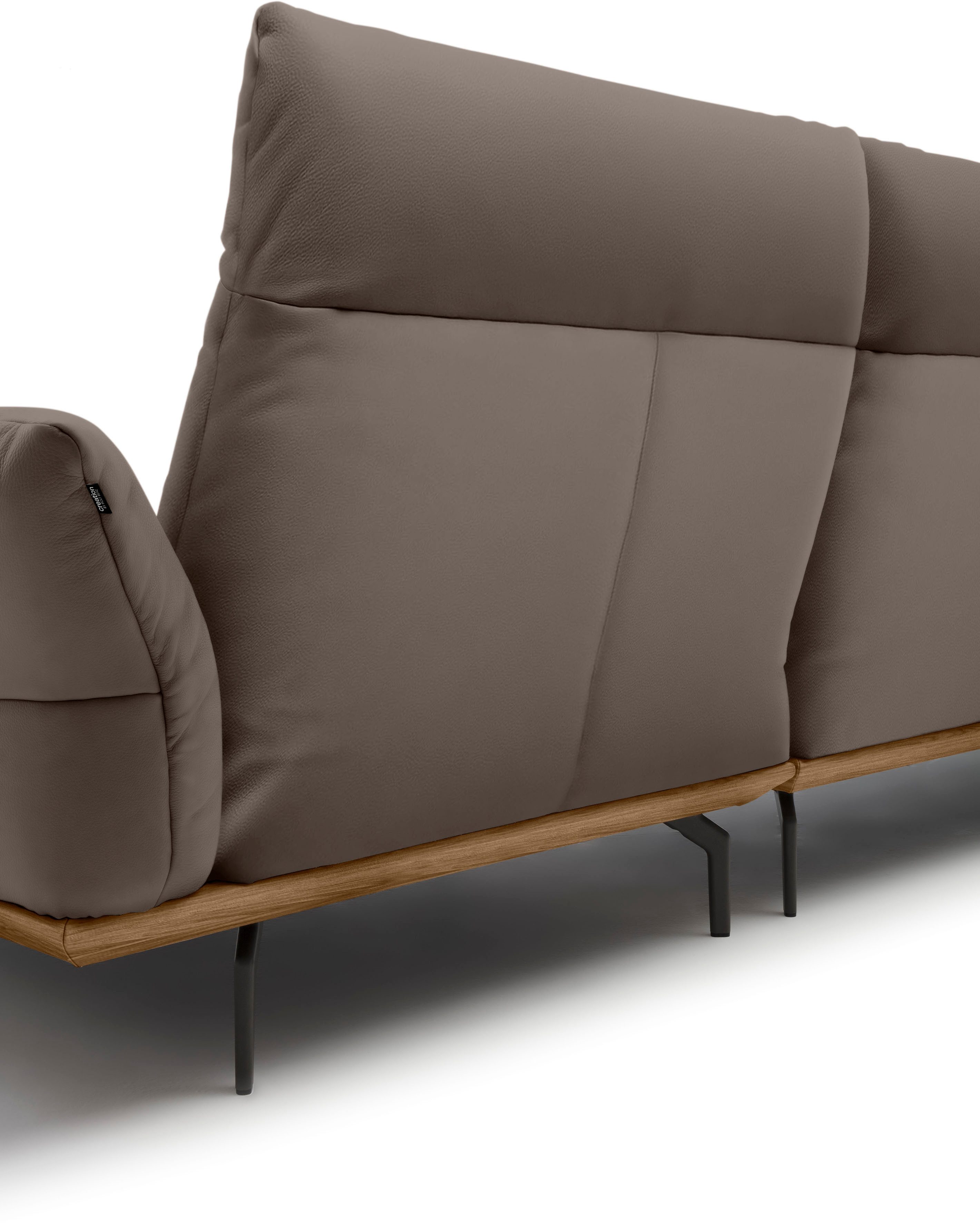Creation BY ROLF BENZ Hoekbank Hs.460 Sokkel in walnotenhout, onderstel in umbra grijs, breedte 298 cm