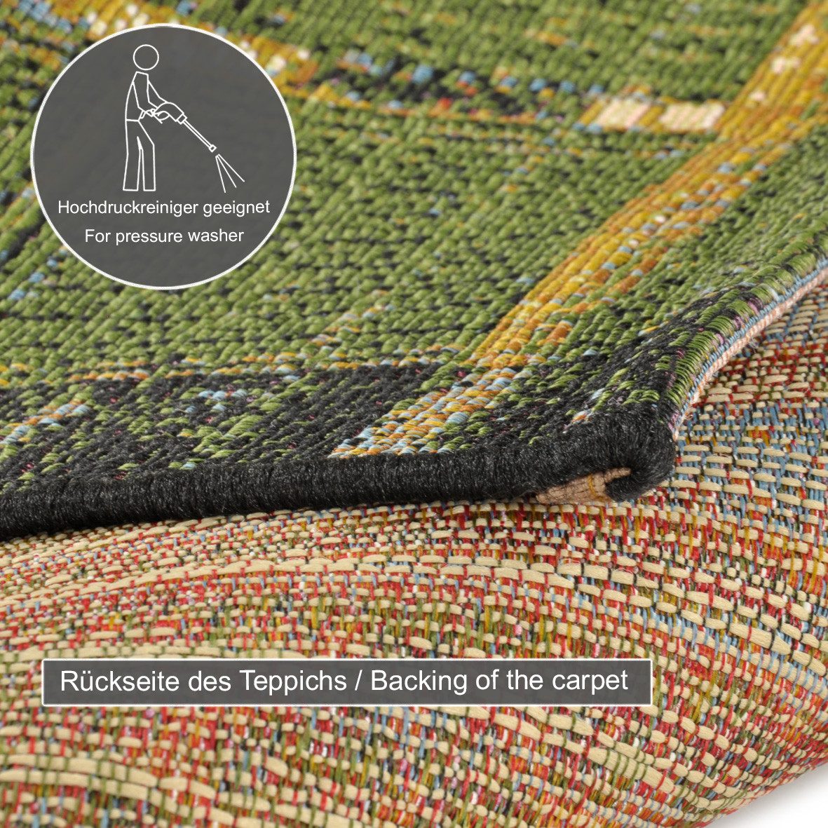 Gino Falcone Vloerkleed Outdoor-Africa 38 Platweefsel, etnostijl, geschikt voor binnen en buiten