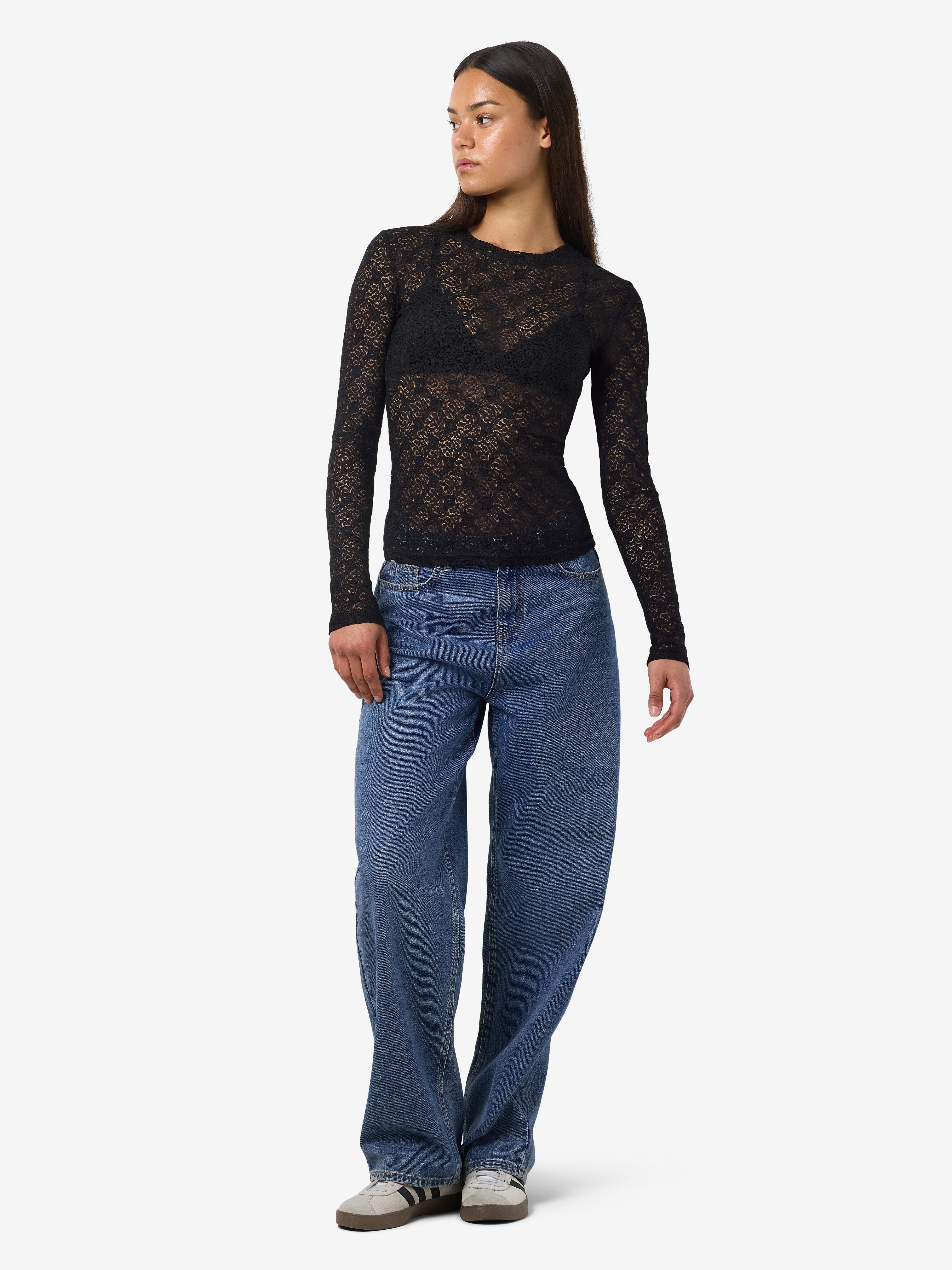 Noisy may Kanten shirt NMJUDITH L/S LACE TOP NOOS
