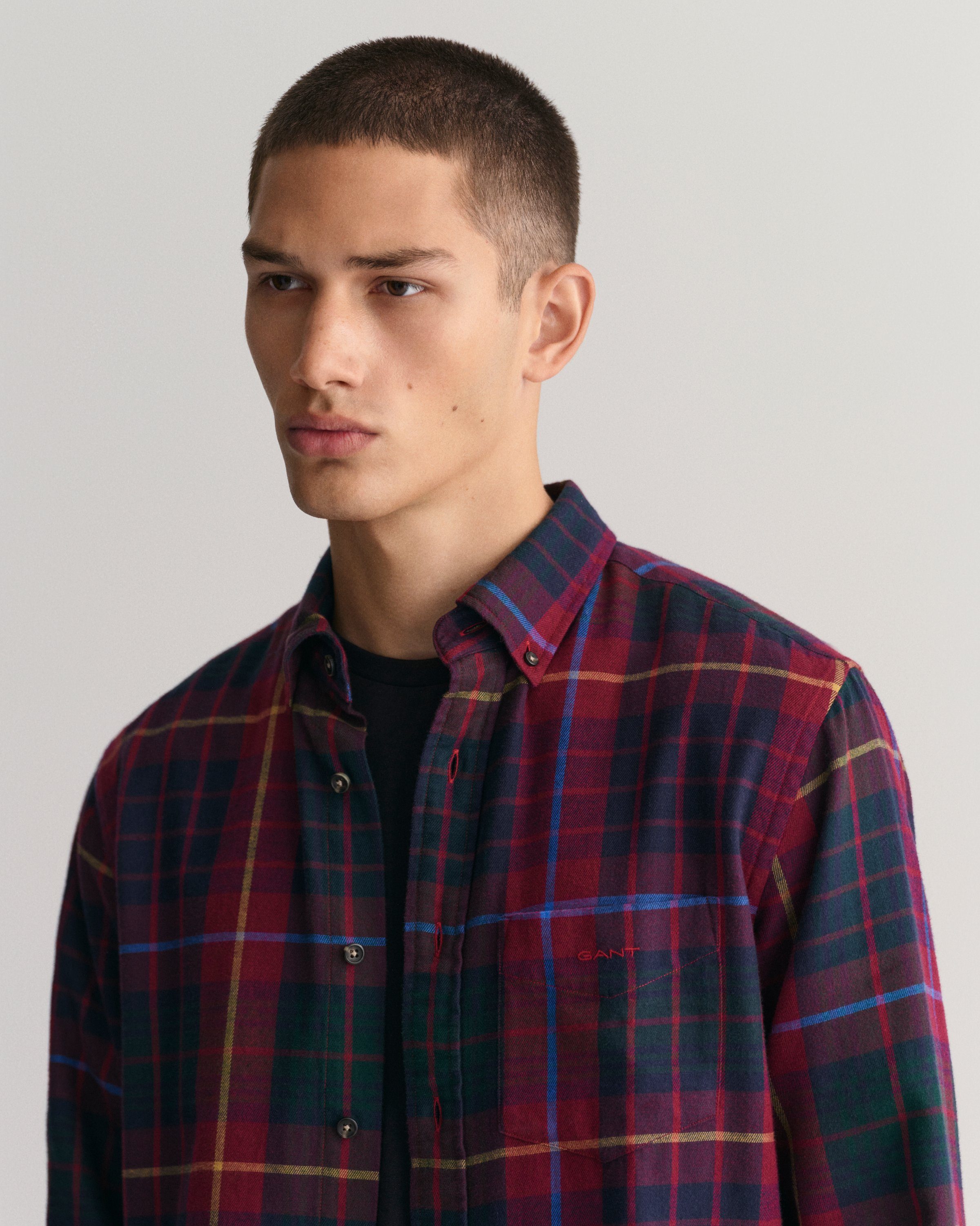 Gant Overhemd met lange mouwen Regular Fit Flanel Geruit dik onderhoudsvriendelijk warm