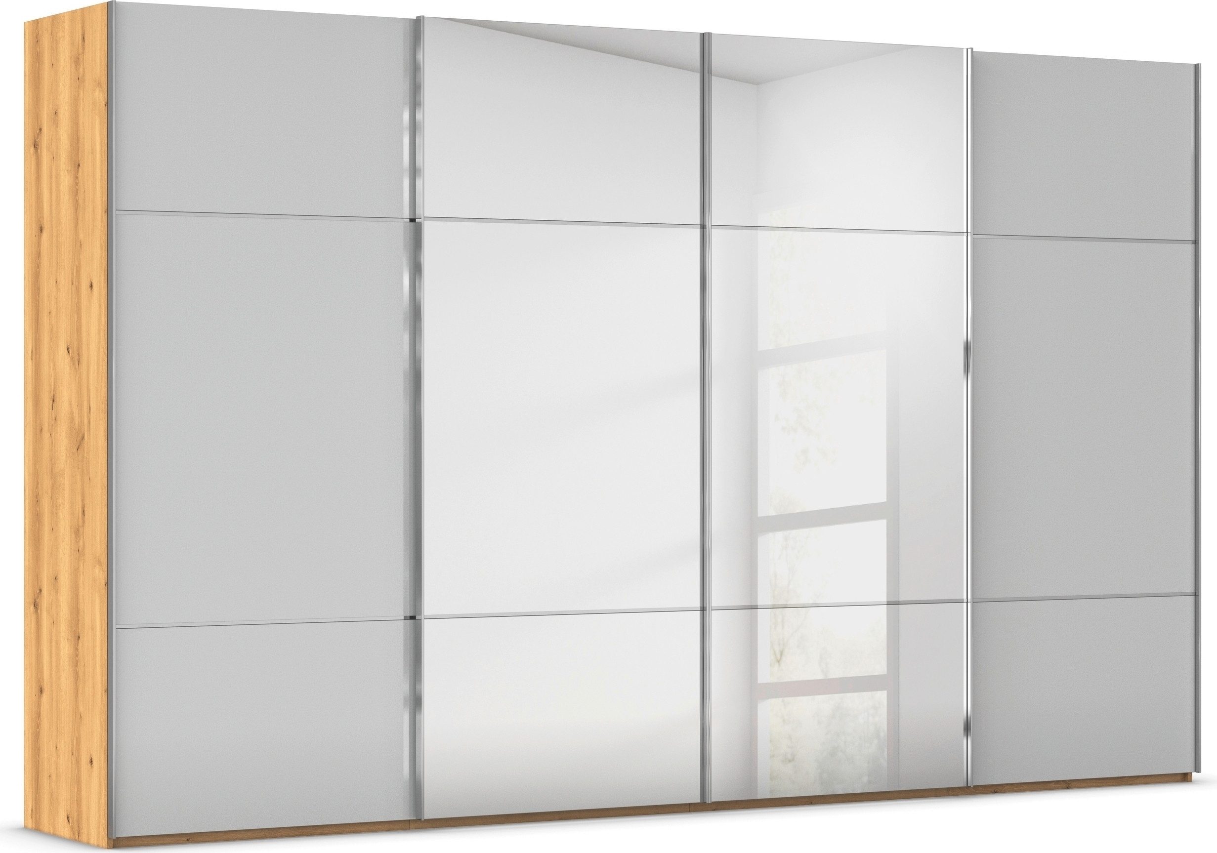 rauch Schuifdeurkast Kledingkast kast garderobe slaapkamerkast SCALE-TRIO edel drievoudig front met 2 sierlijsten spiegel/glas made in germany