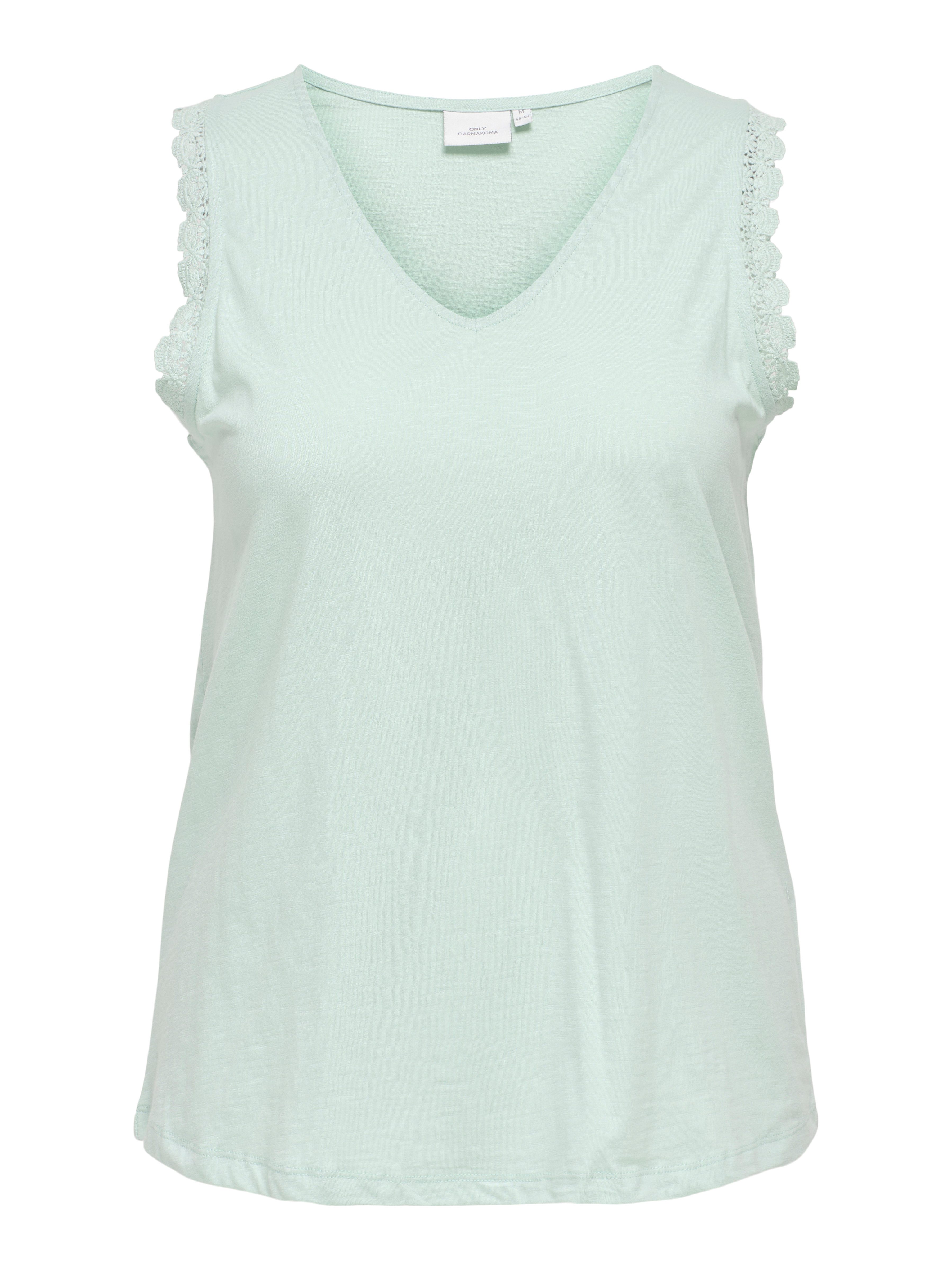 ONLY CARMAKOMA Shirttop CARLILA S/L V-NECK TOP JRS BS dames tops maat L (50/52) blauw