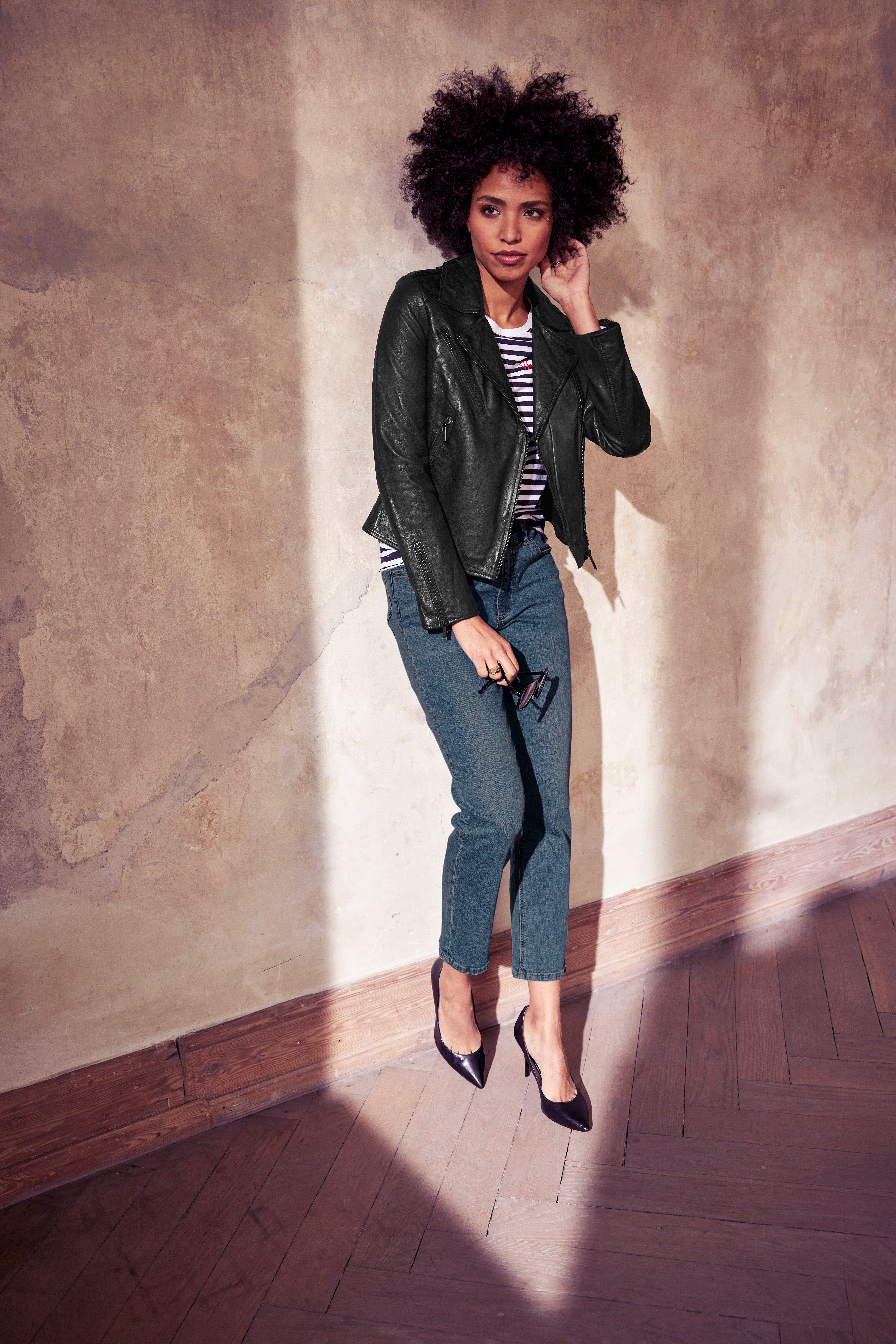 HECHTER PARIS Mom jeans hoge taille, enkel-vrij, met riemlussen