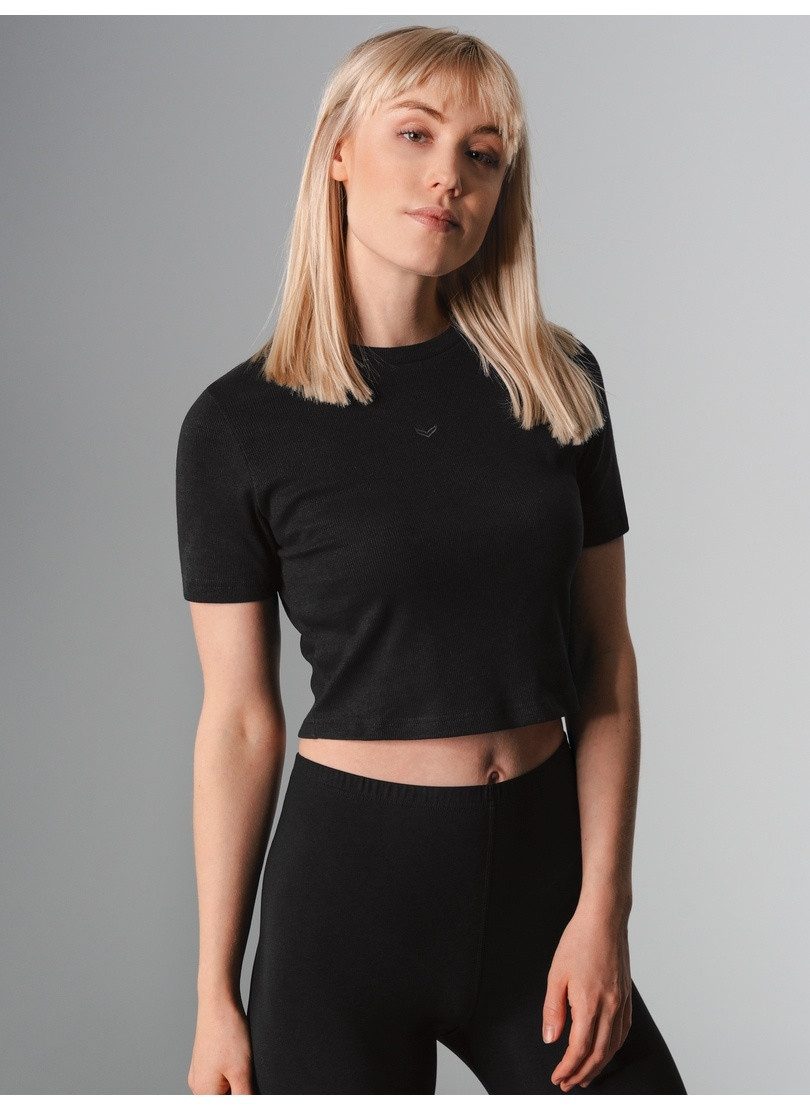 Trigema T-shirt TRIGEMA modieuze crop-top (1-delig) dames shirts maat M zwart