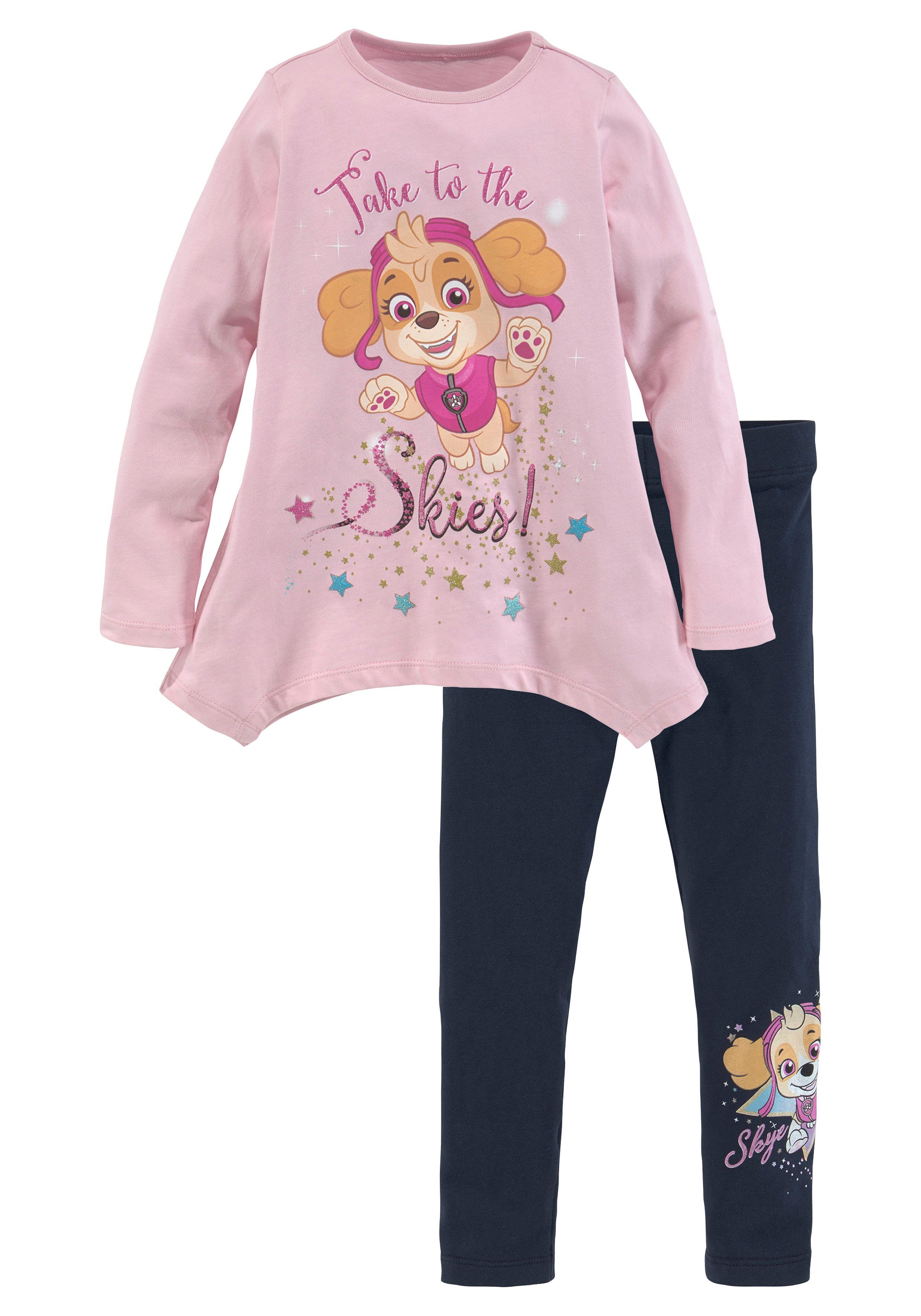 PAW PATROL Shirt & legging Glitterprint met SKYE (set)