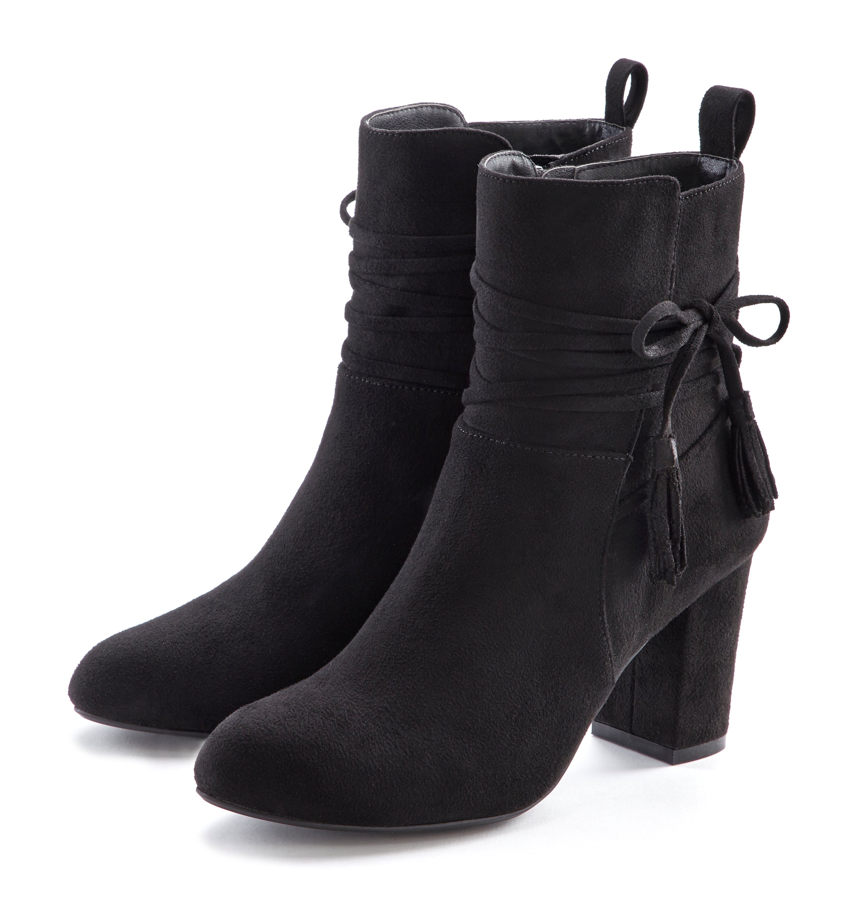 Lascana Laarsjes met blokhak, high-heel enkellaars, enkellaarsjes, laarzen dames laarsjes maat 36 EU zwart