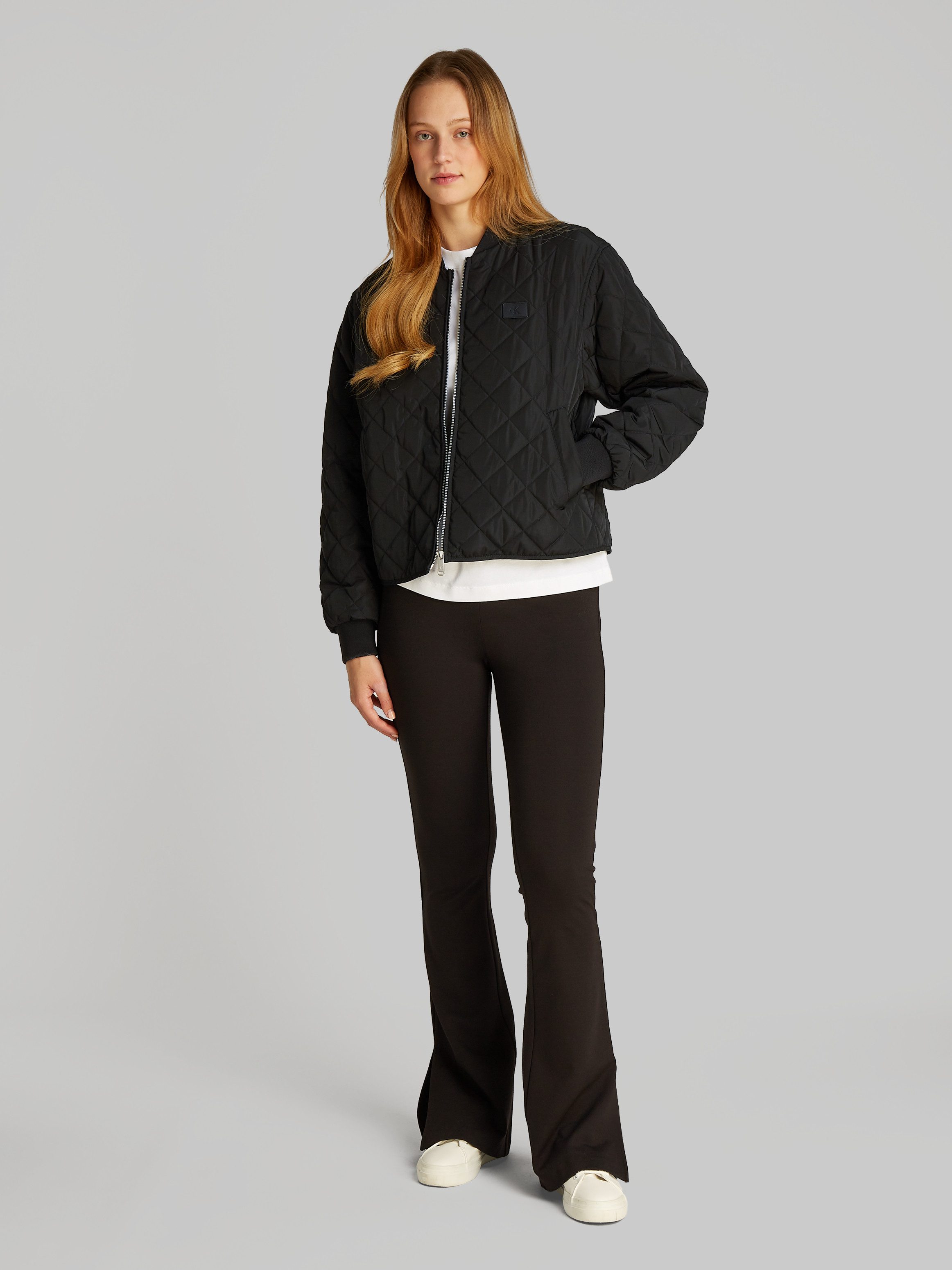 Calvin Klein Bomberjack LW QUILTED JACKET met logoprint met steppatroon