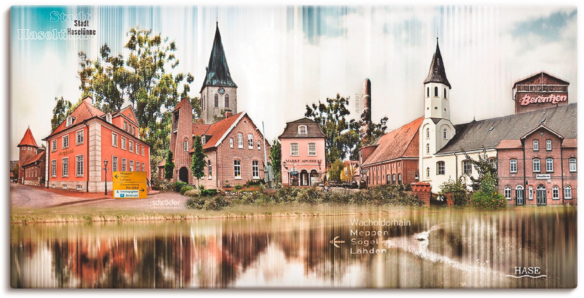 Artland Artprint Haselünne stadsgezicht collage Emsland in vele afmetingen & productsoorten -artprint op linnen, poster, muursticker / wandfolie ook geschikt voor de badkamer (1 st