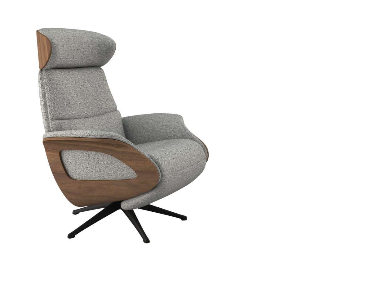 FLEXLUX Relaxfauteuil Clement praktische elektrische fauteuil Maat M, elektrische rug- en voetensteun, accu, armleuning Walnoot, zwarte poot