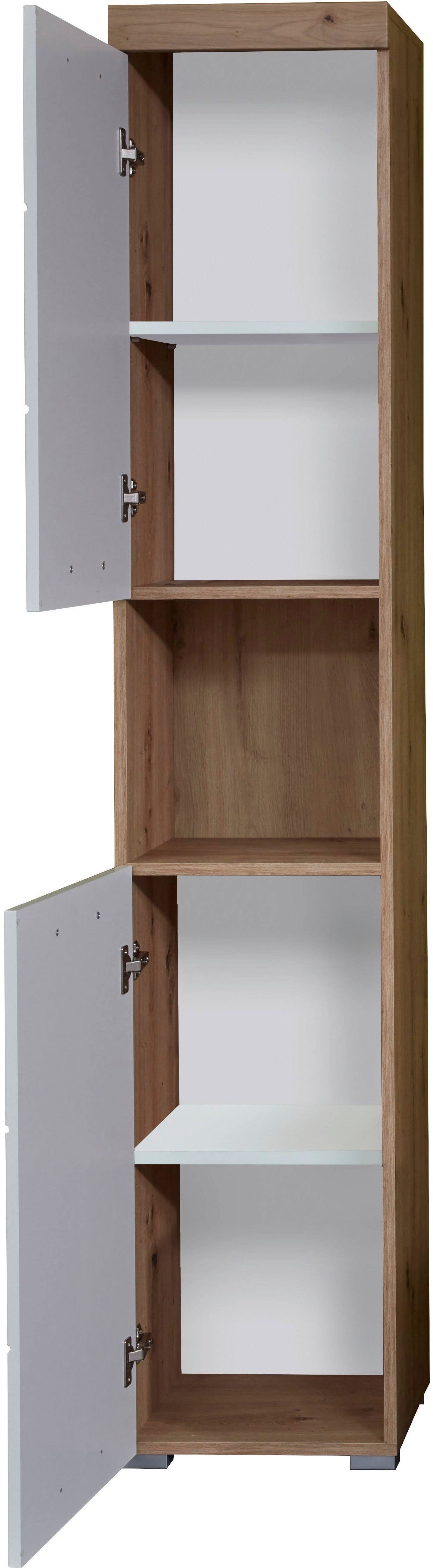 INOSIGN Hoge kast Avena Badkamer hoge kast met open vak, 2 deuren en 2 planken