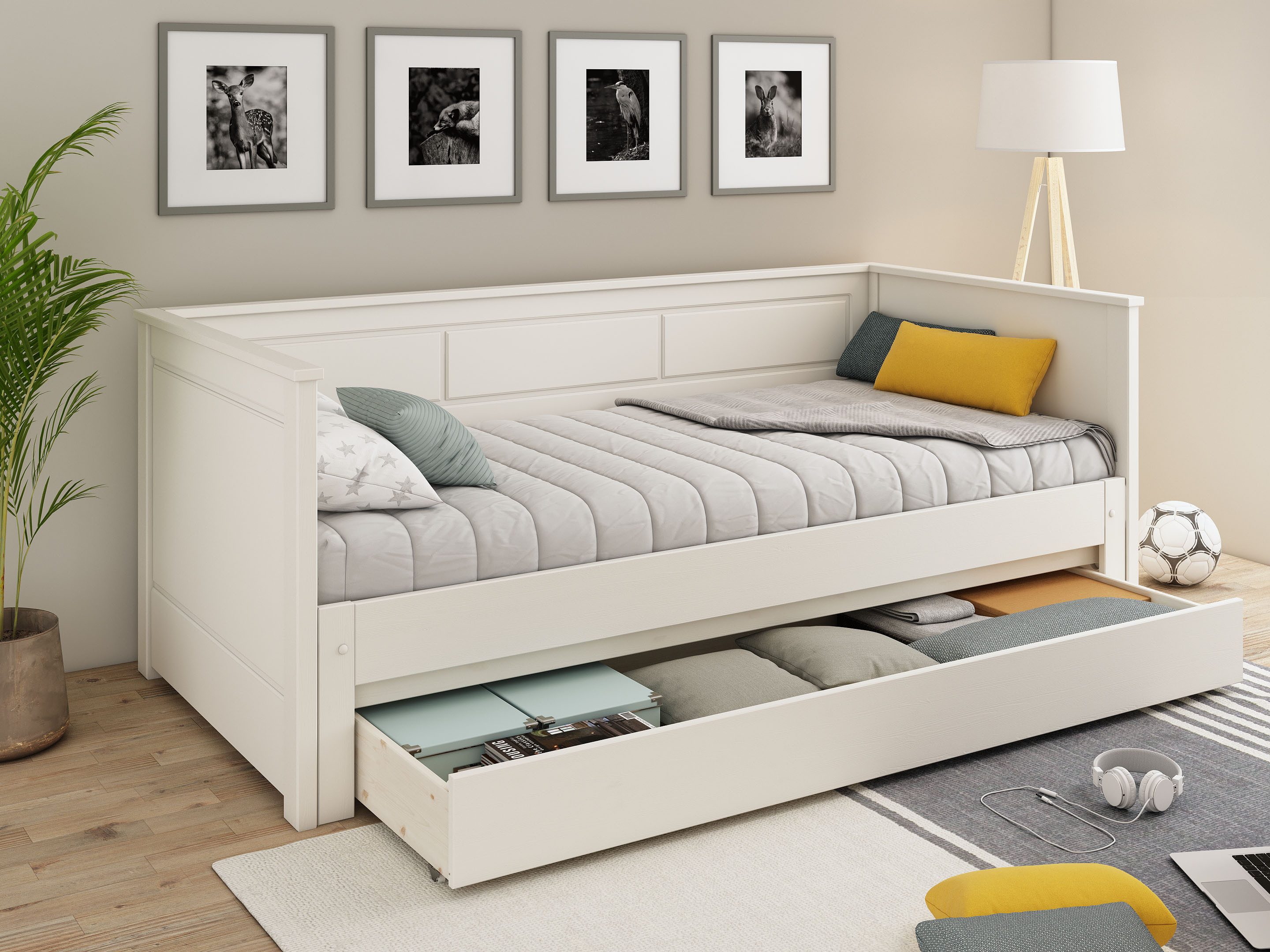 Lüttenhütt Functioneel ledikant Erik 2. slaapplaats uitschuifbaar, moderne landhuisstijl, lade...