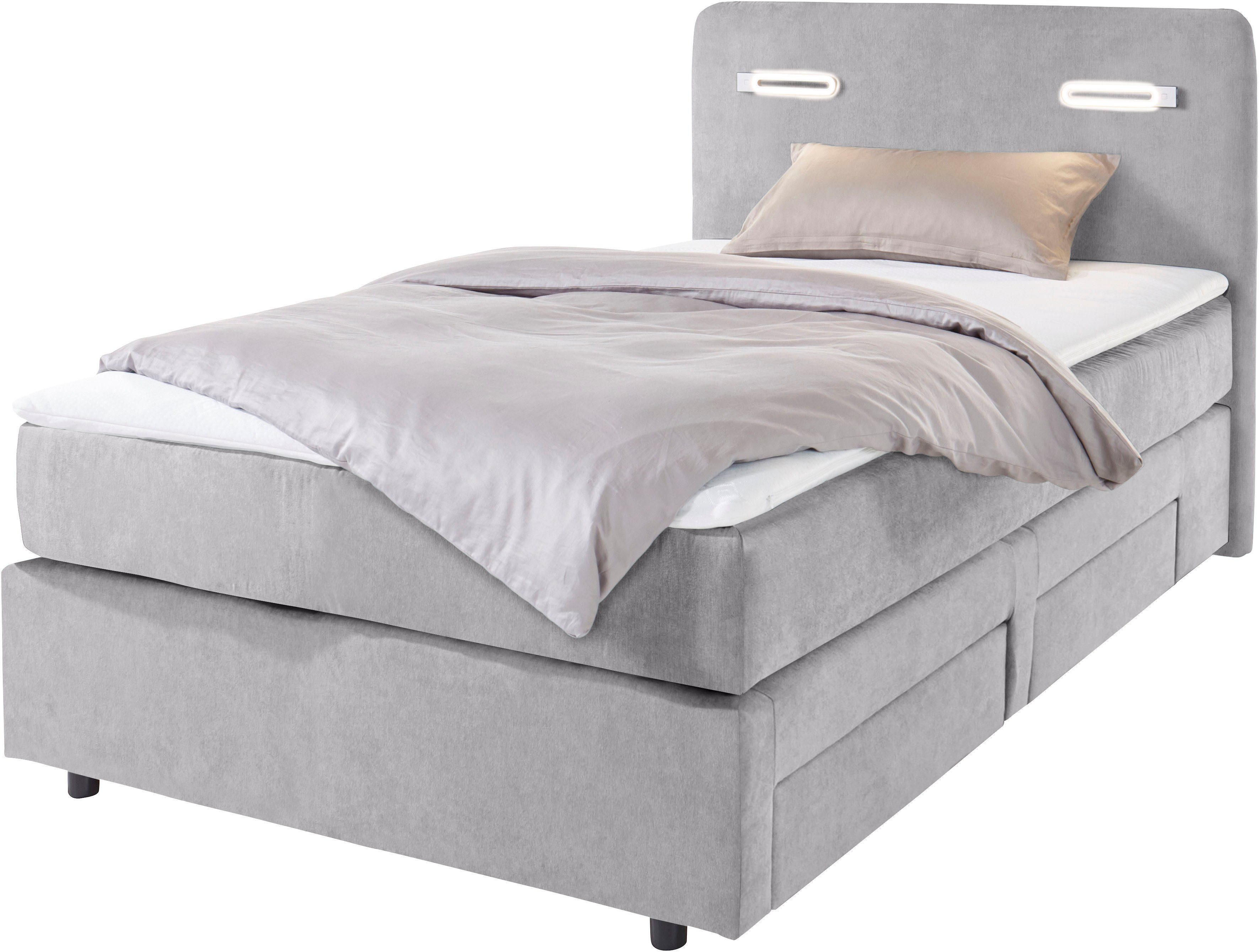 INOSIGN Boxspring Luan Laden, ledverlichting en topmatras, in breedte 120 cm en 180 cm