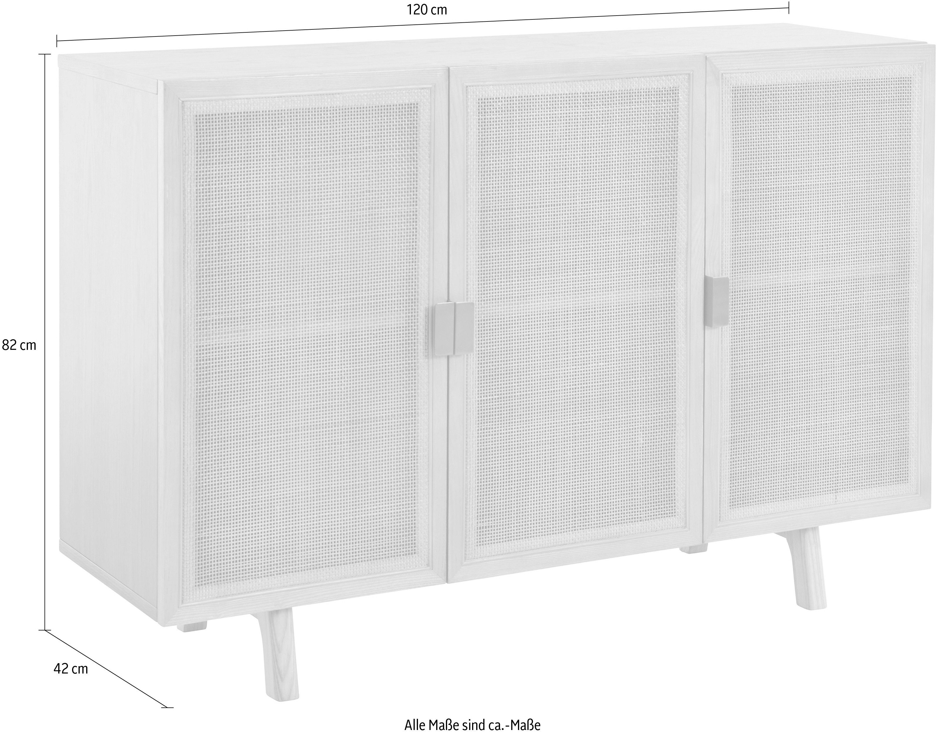 LeGer Home by Lena Gercke Kast Lina, TOPSELLER! Rattan inzetstukken in de fronten Met rotan inzet, 4 binnenvakken, gedeeltelijk massief