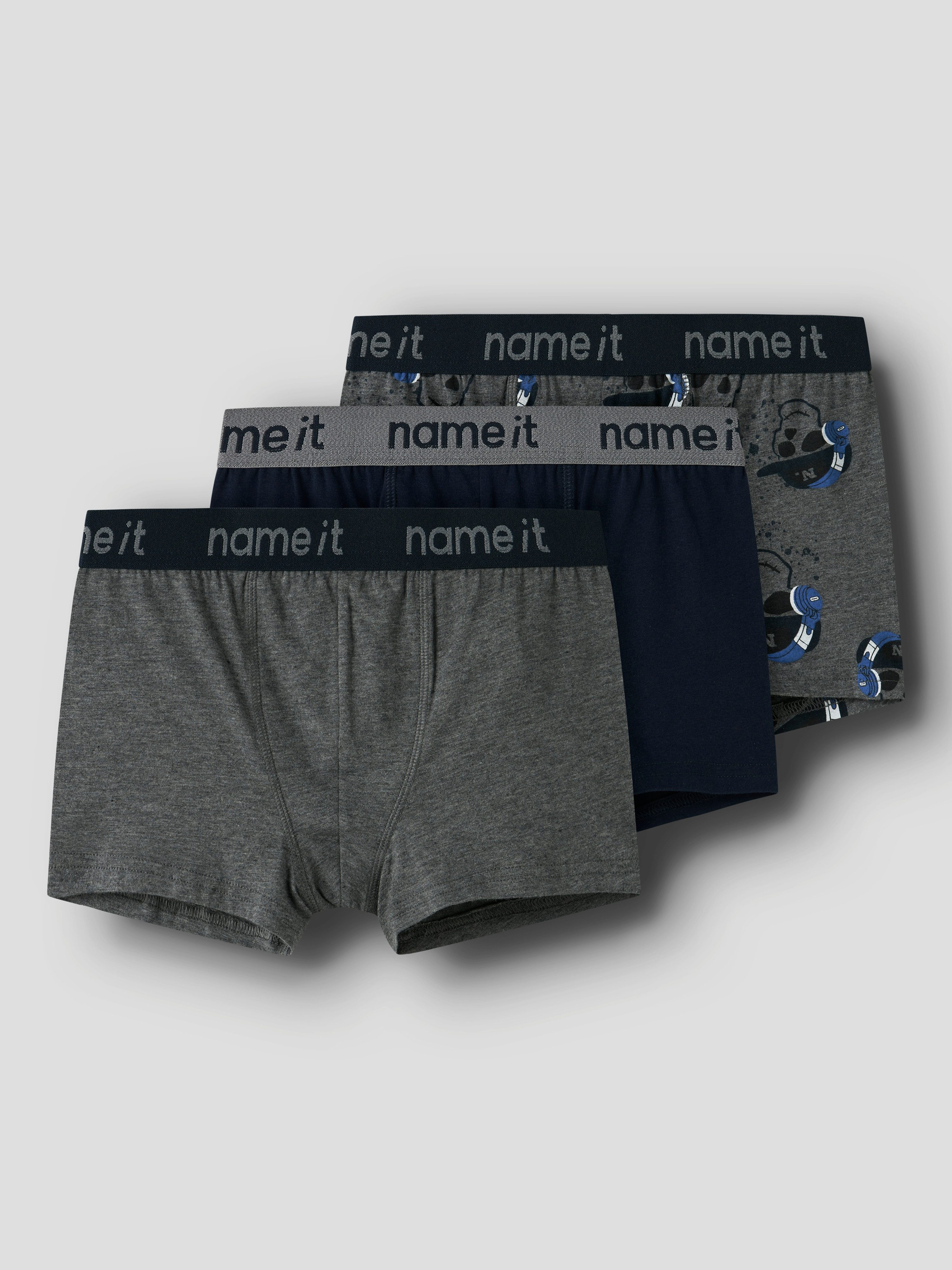 Name It Trunk NKMBOXER 3P DARK GREY MEL SKULL NOOS (3 stuks)