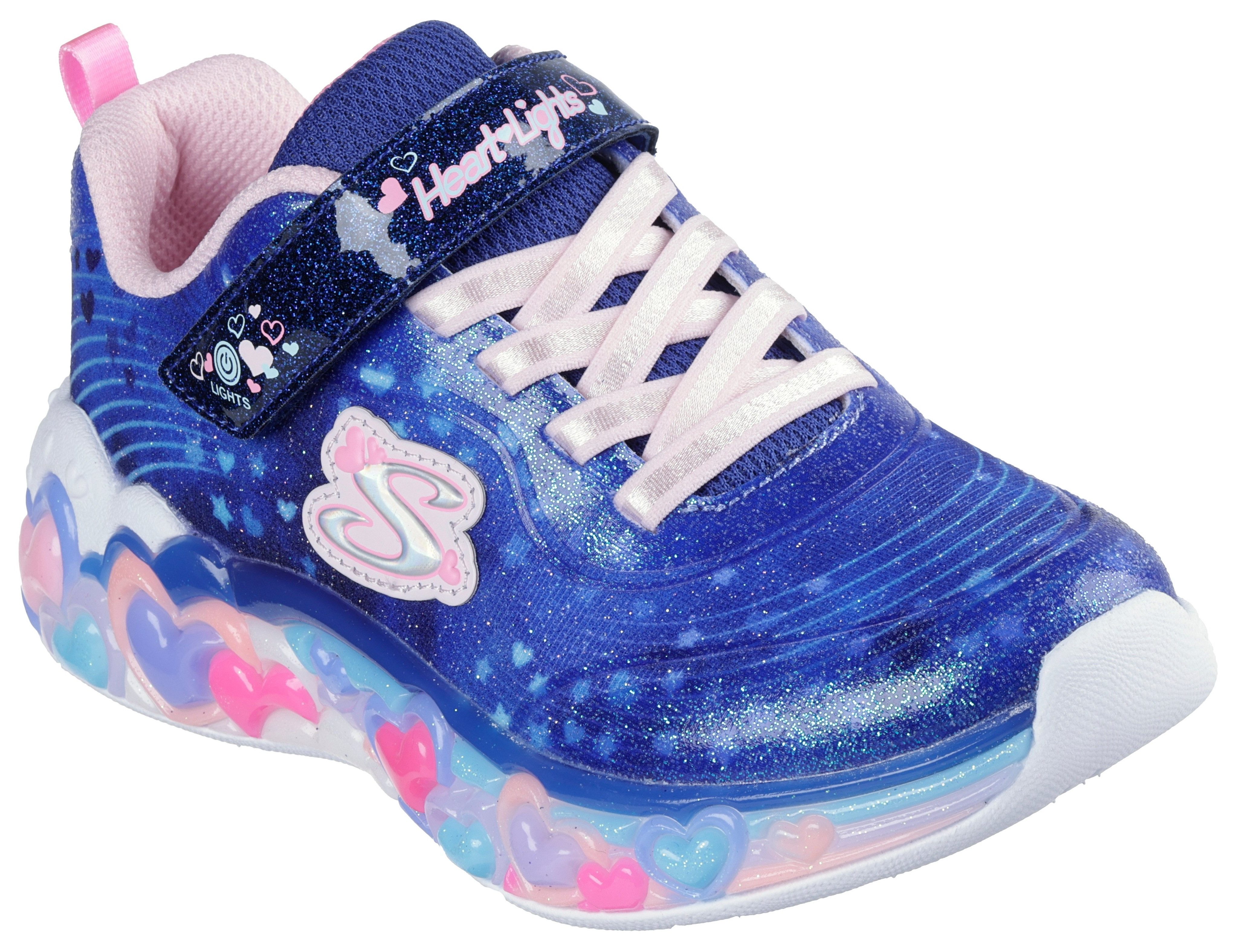 Skechers Sneakers ETERNAL HEART LIGHTS , blink,-klittenbandschoen met hart-applicatie, maat sjabloon om te downloaden