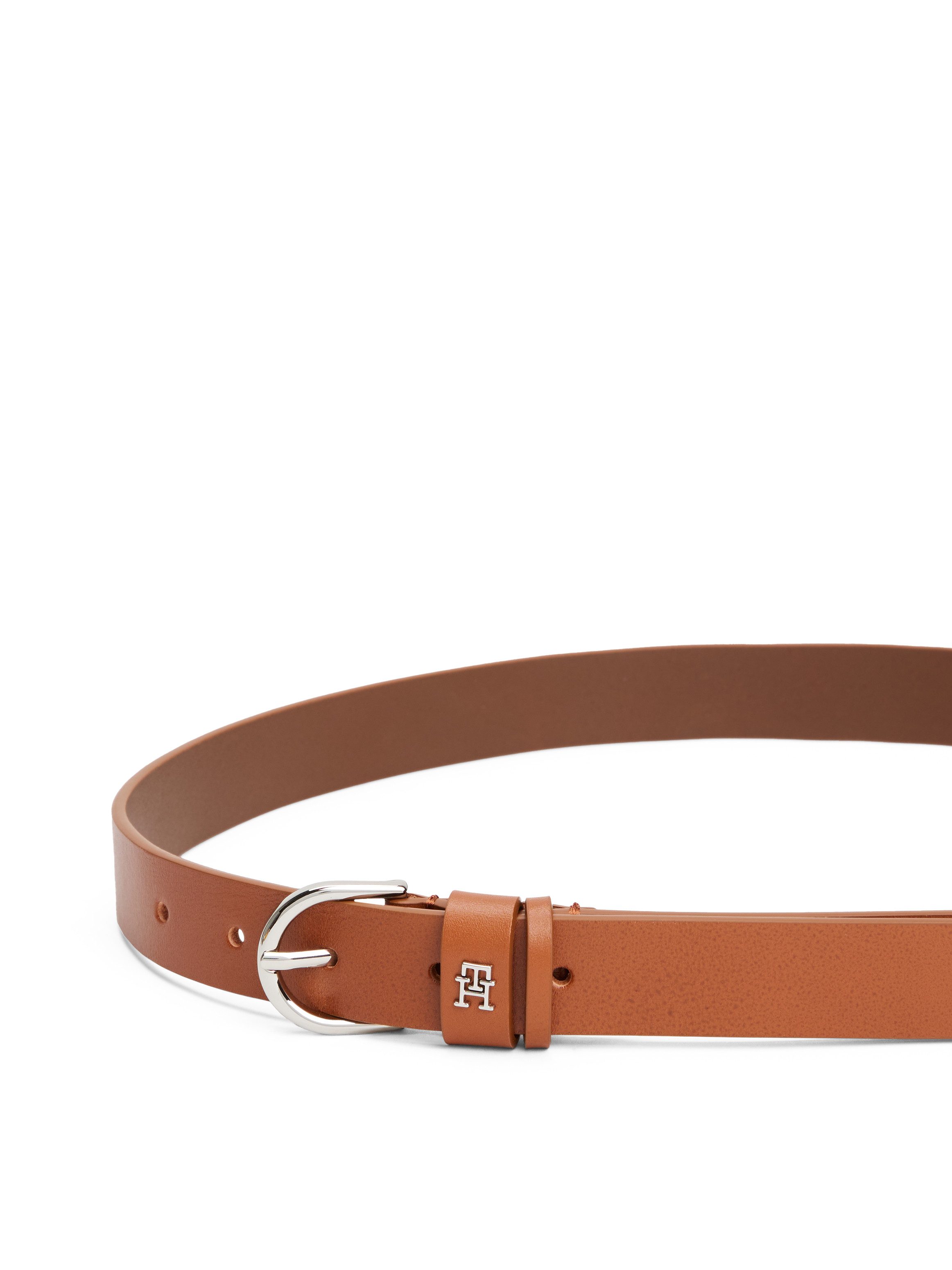 Tommy Hilfiger Leren riem ESSENTIAL EFFORTLESS 2.5 SILVER Eenvoudige doornsluiting, metalen embleem