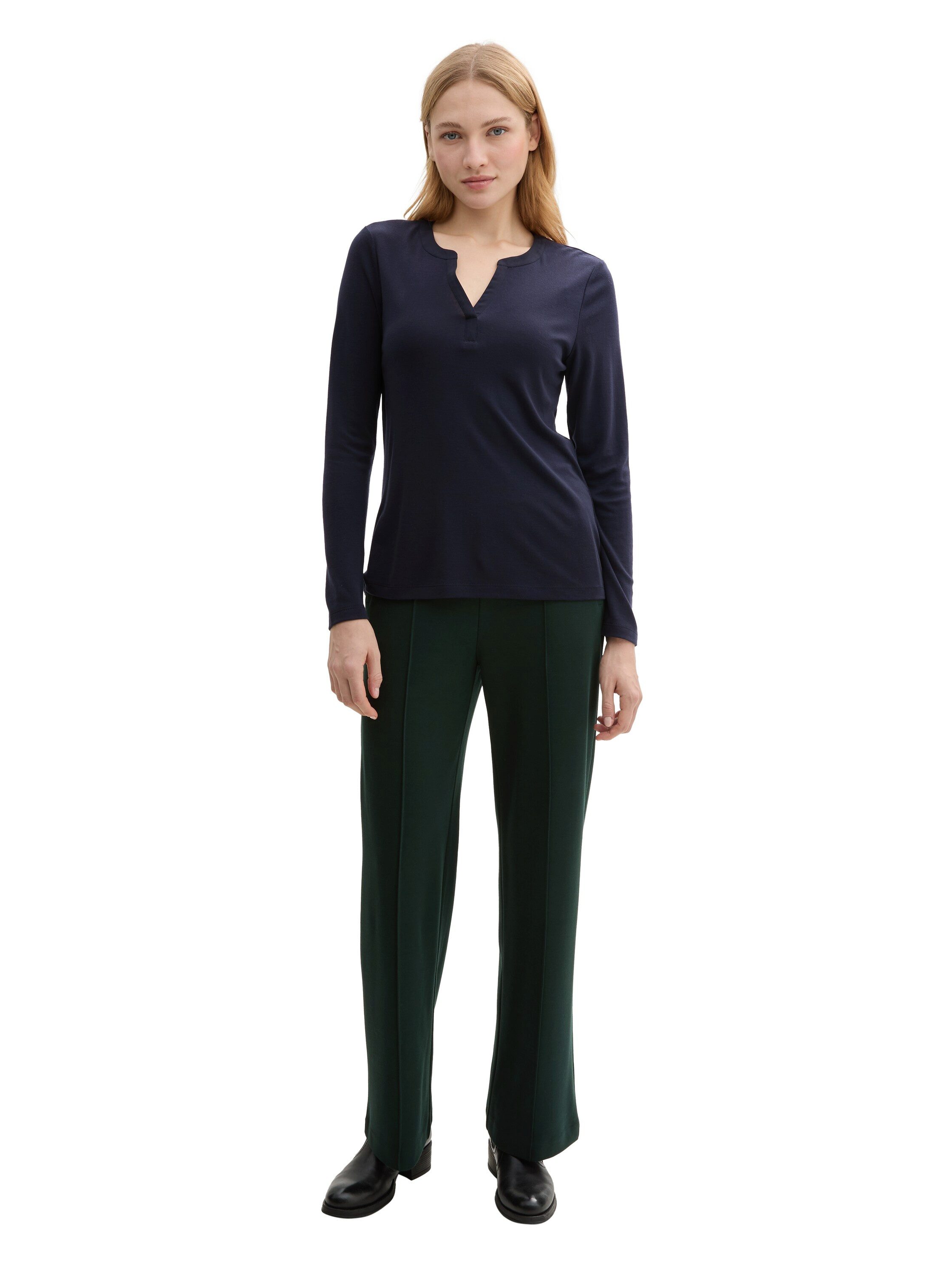 Tom Tailor Shirt met lange mouwen met henleyshirt-hals